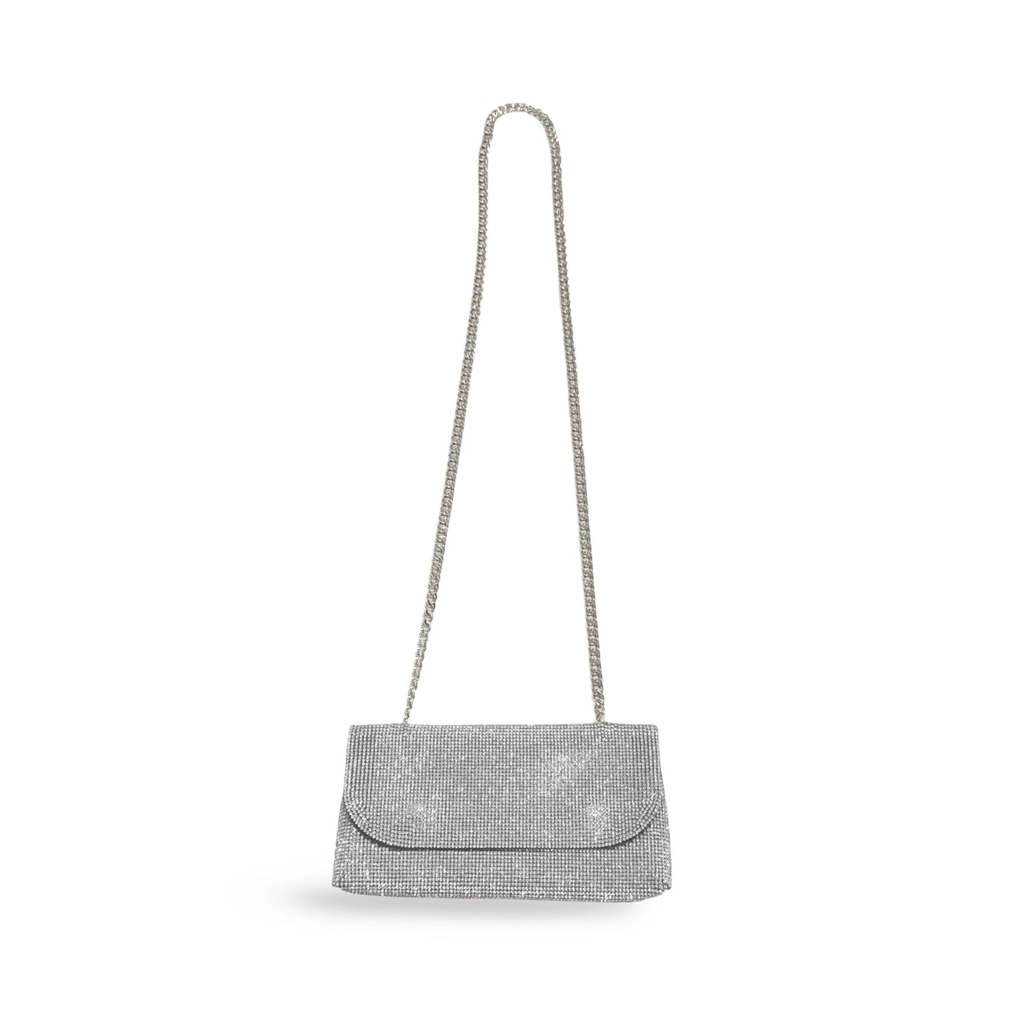 Caprilite Small Crossbody Bag Sparkly Crystal Clutch Fold Handbag Silver