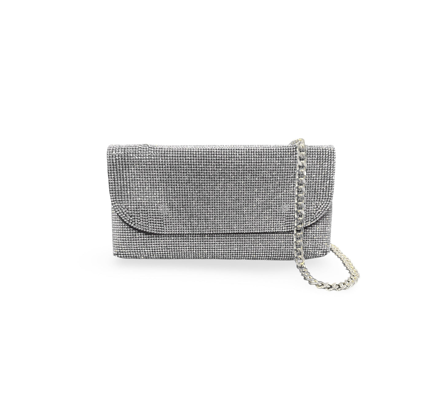 Caprilite Small Crossbody Bag Sparkly Crystal Clutch Fold Handbag Silver