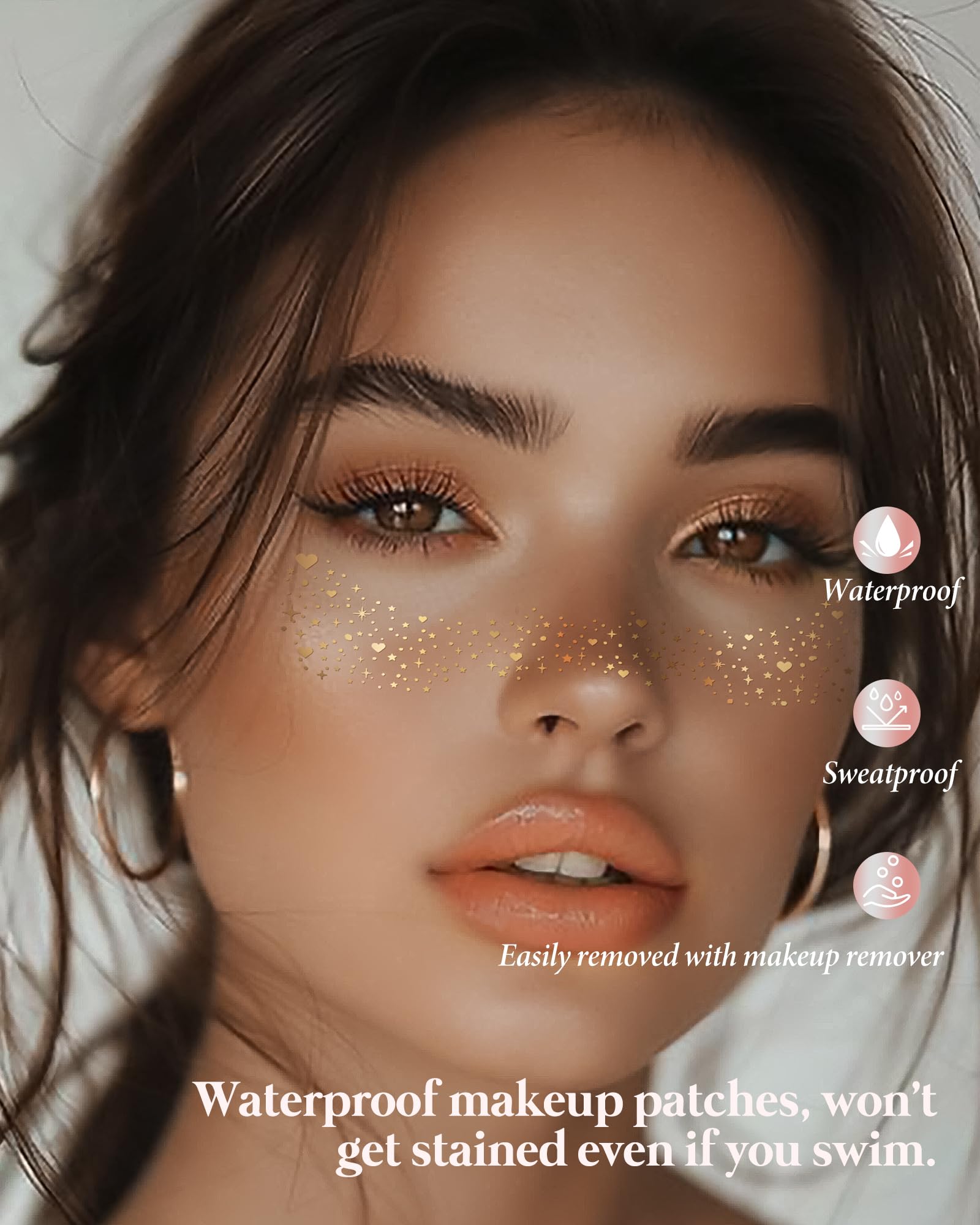 Simpilos Glitter Freckles Gold Hearted – Waterproof Body & Face Glitter Patches for Festivals & Raves