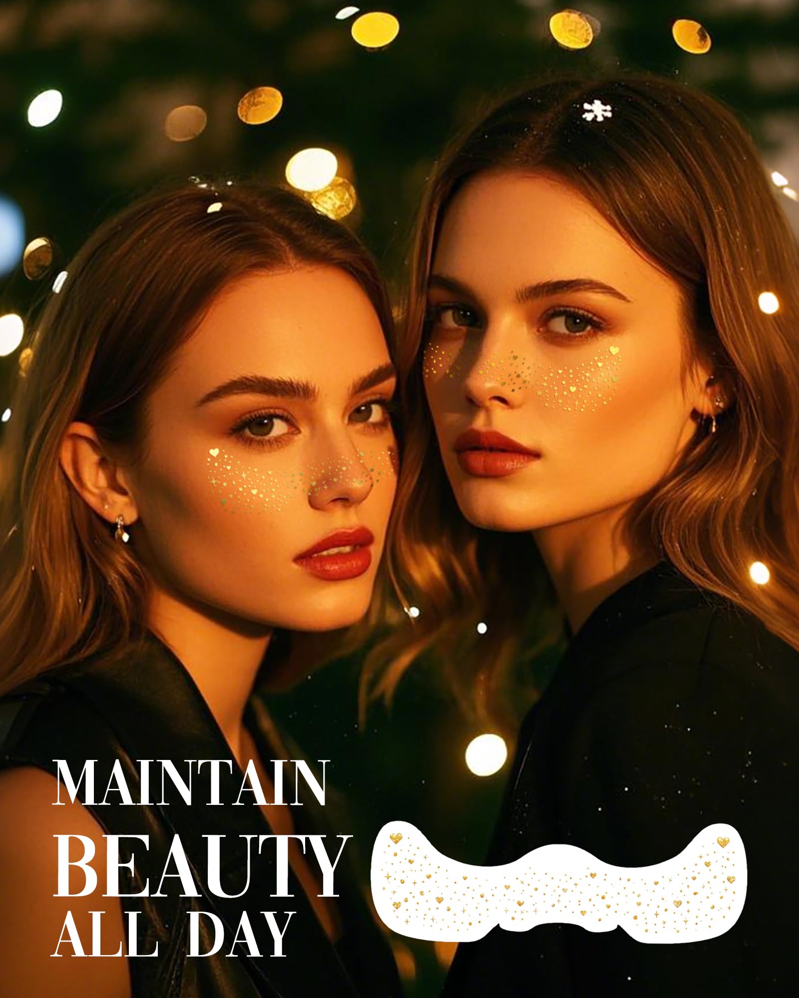 Simpilos Glitter Freckles Gold Hearted – Waterproof Body & Face Glitter Patches for Festivals & Raves