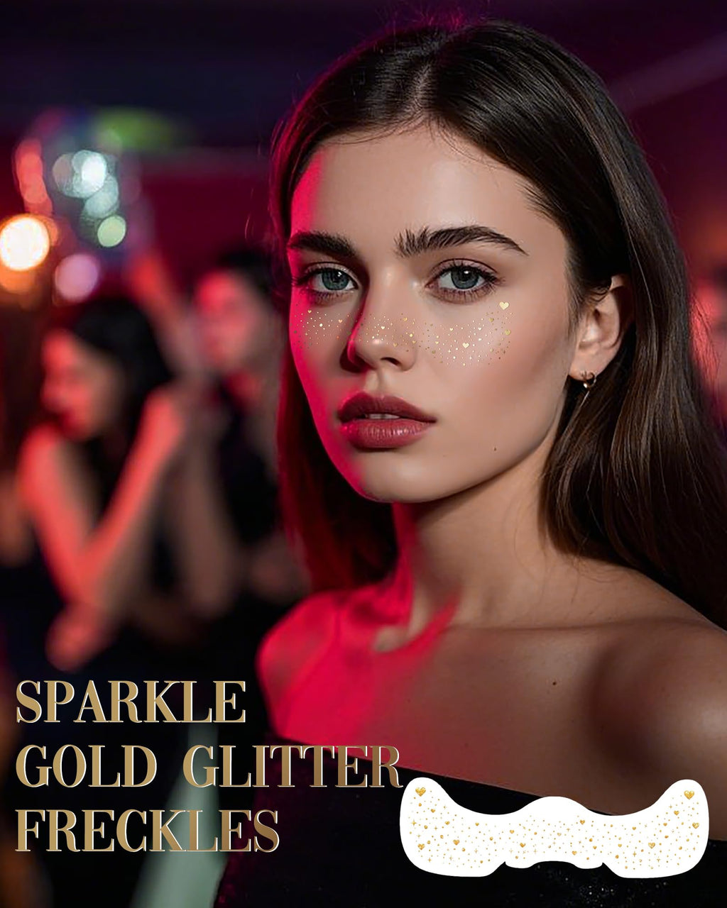 Simpilos Glitter Freckles Gold Hearted – Waterproof Body & Face Glitter Patches for Festivals & Raves