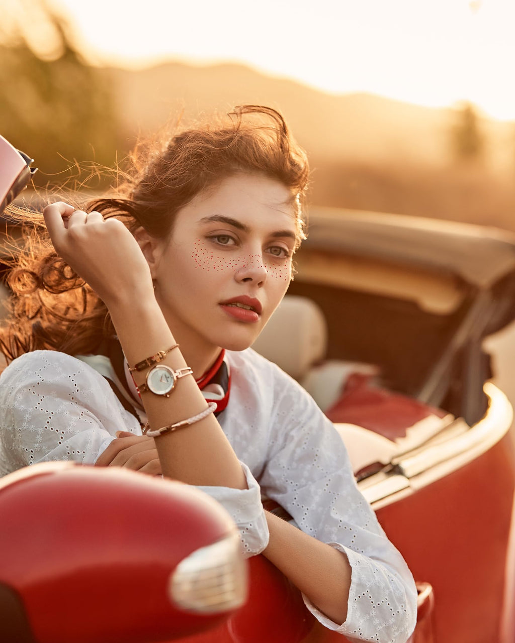 Simpilos Red Glitter Freckles – Waterproof Face Glitter Patches, Long-Lasting Sparkle (8 Sheets)
