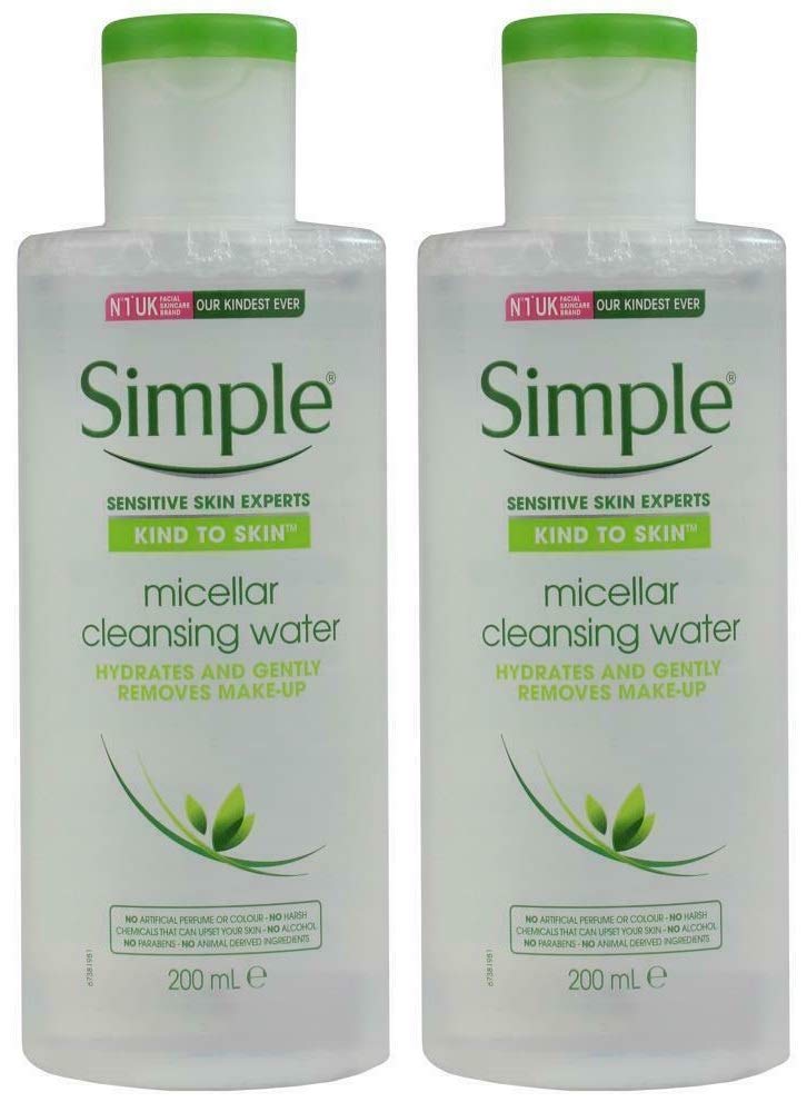 Simple Micellar Cleansing Water, 6.7 oz, 2-Pack – Gentle Makeup Removal & Hydration