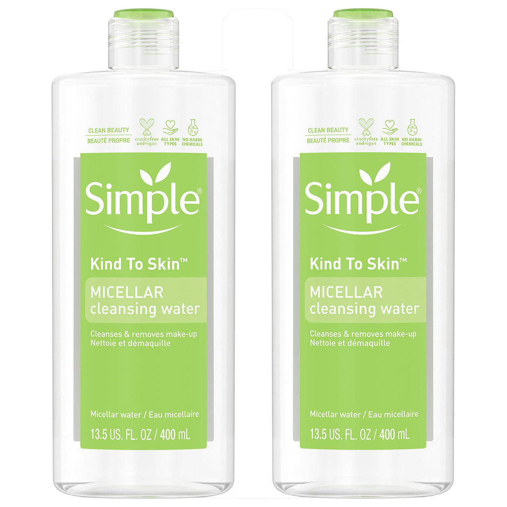 Simple Micellar Cleansing Water 13.5 Fl Oz (Pack of 2) – Gentle, Hydrating Cleanser