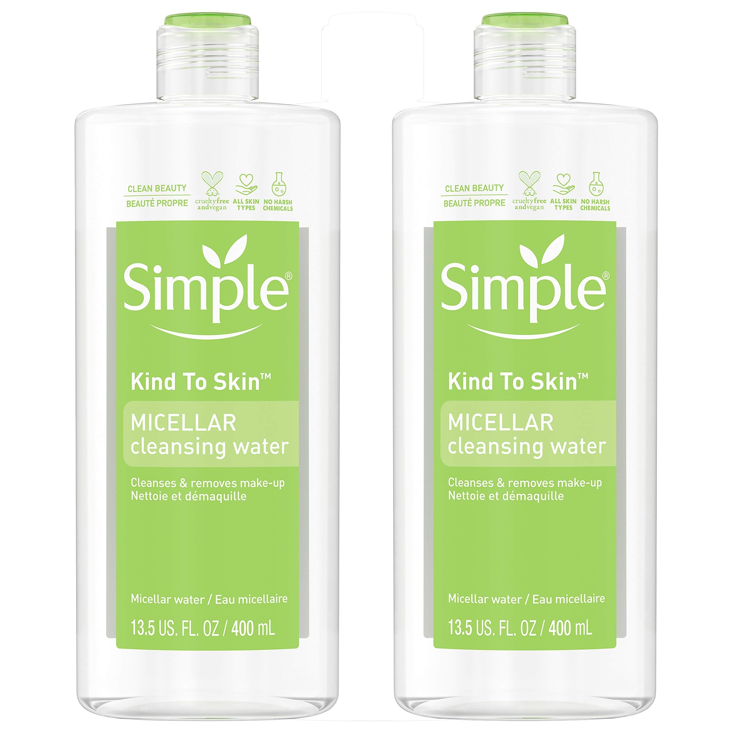 Simple Micellar Cleansing Water 13.5 Fl Oz (Pack of 2) – Gentle, Hydrating Cleanser