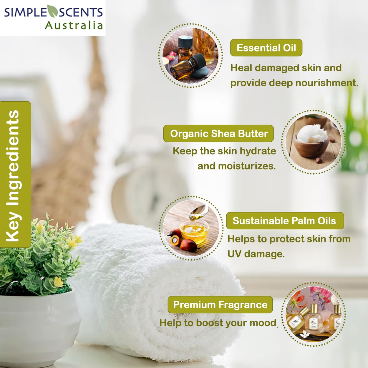 Simple Scents Australia Lemongrass Scented Natural Soap Bars – 12 x 3.5oz French Triple-Milled with Shea Butter