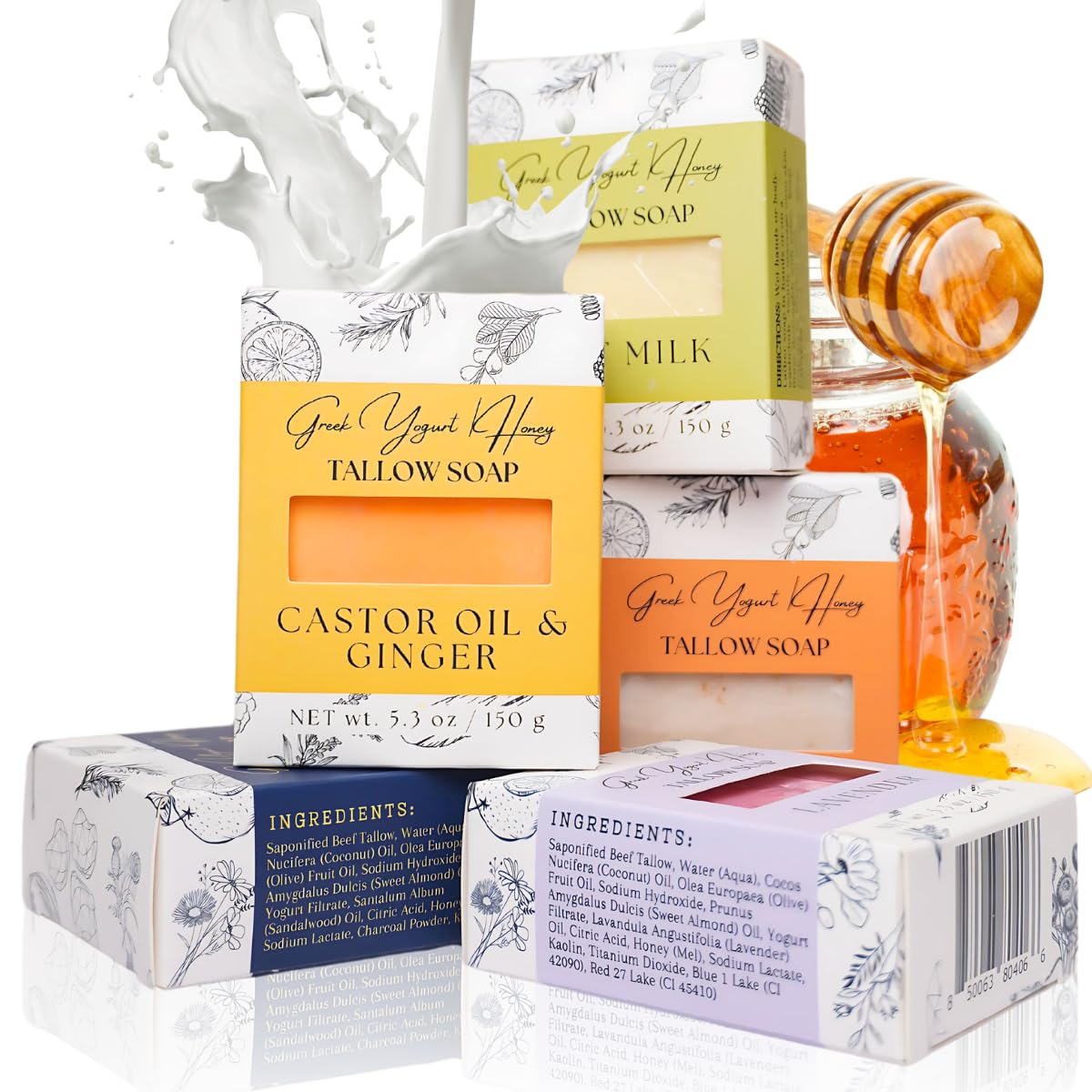 Simple Sophistication Greek Yogurt & Honey Tallow Soap Bar – 5 Pack