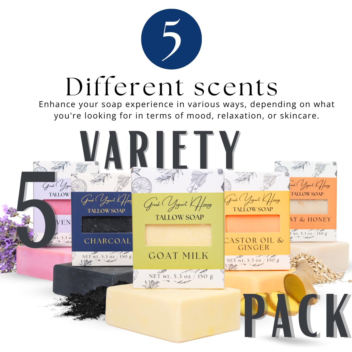 Simple Sophistication Greek Yogurt & Honey Tallow Soap Bar – 5 Pack