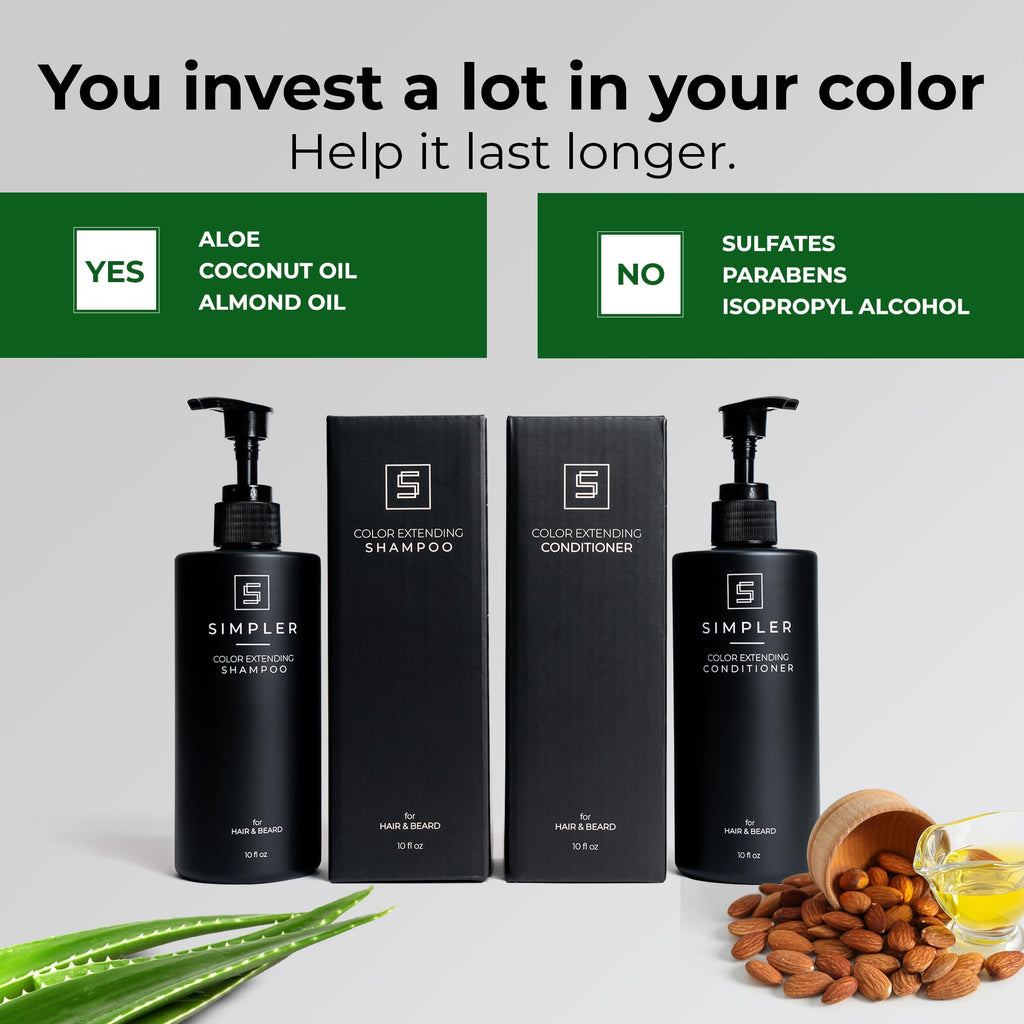 SIMPLER HAIR COLOR: Color Protecting Shampoo & Conditioner for Men, Mountain Spice
