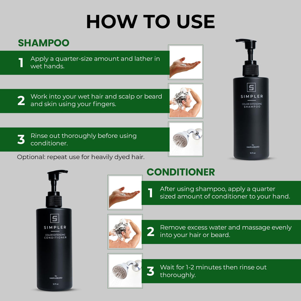SIMPLER HAIR COLOR: Color Protecting Shampoo & Conditioner for Men, Mountain Spice