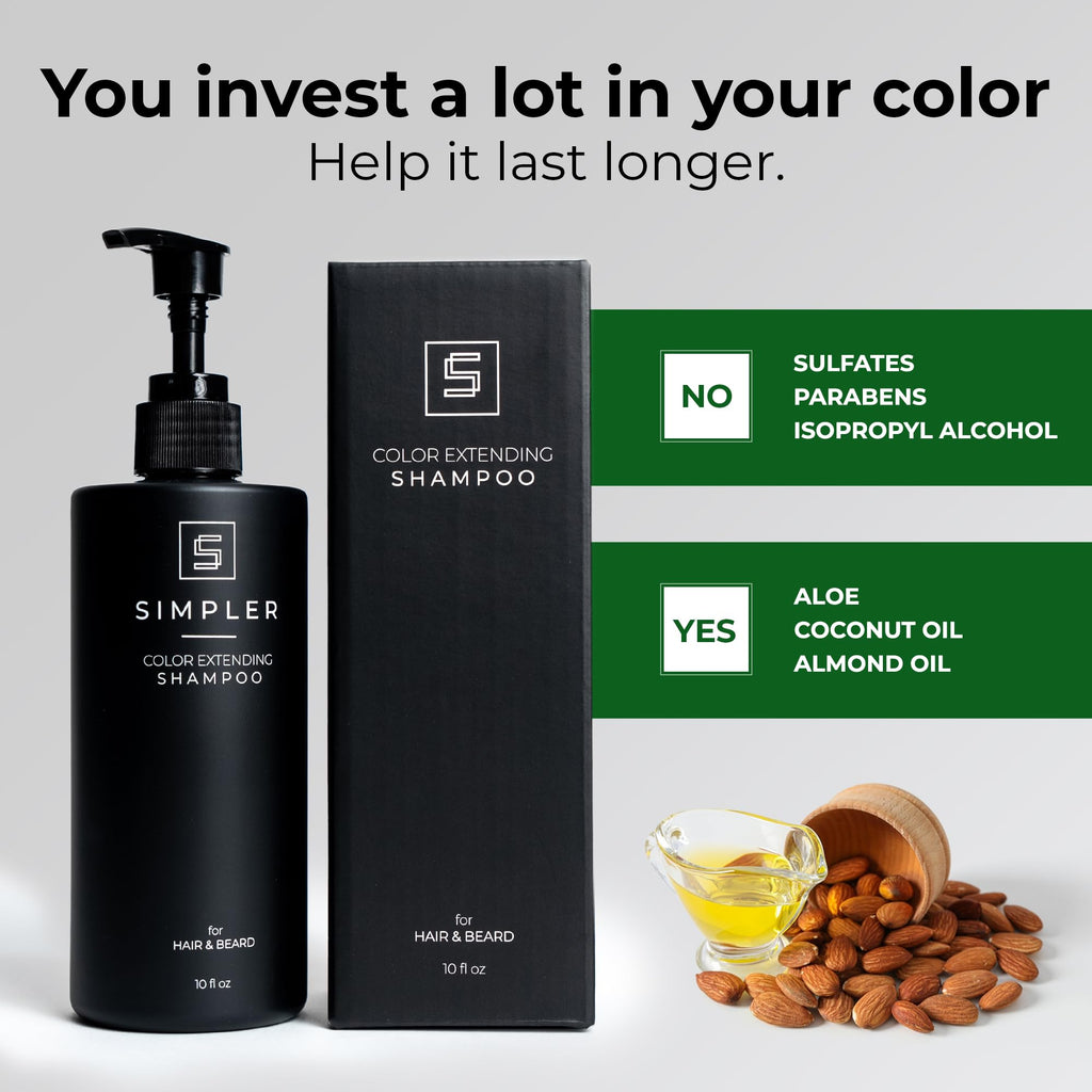 SIMPLER HAIR COLOR Shampoo for Men – Color Safe, Dye & Sulfate Free, Sweet Agave