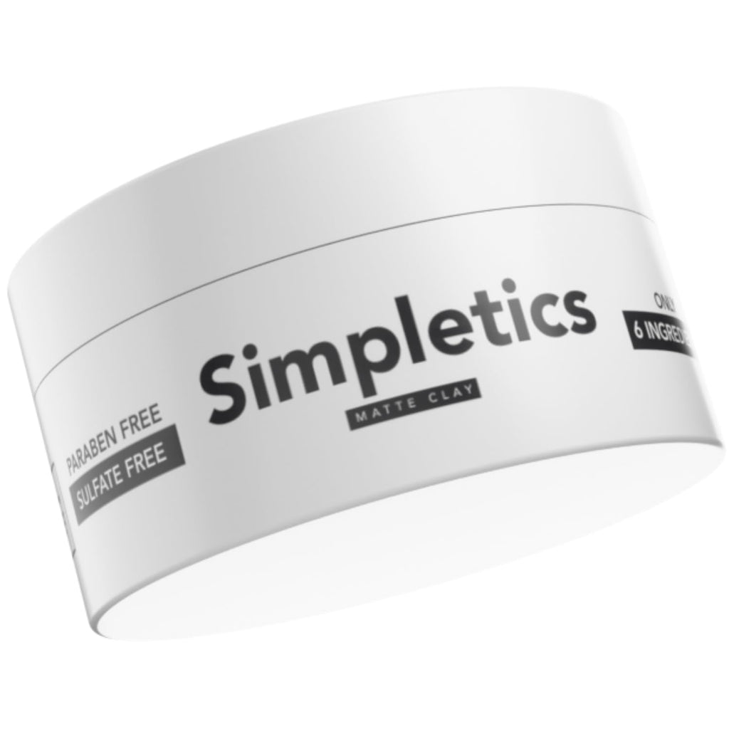 Simpletics Hair Clay for Men – Vanilla Scent, 6-Ingredient Natural Matte Styling with Beeswax & Coconut Oil – Strong Hold, Water-Based