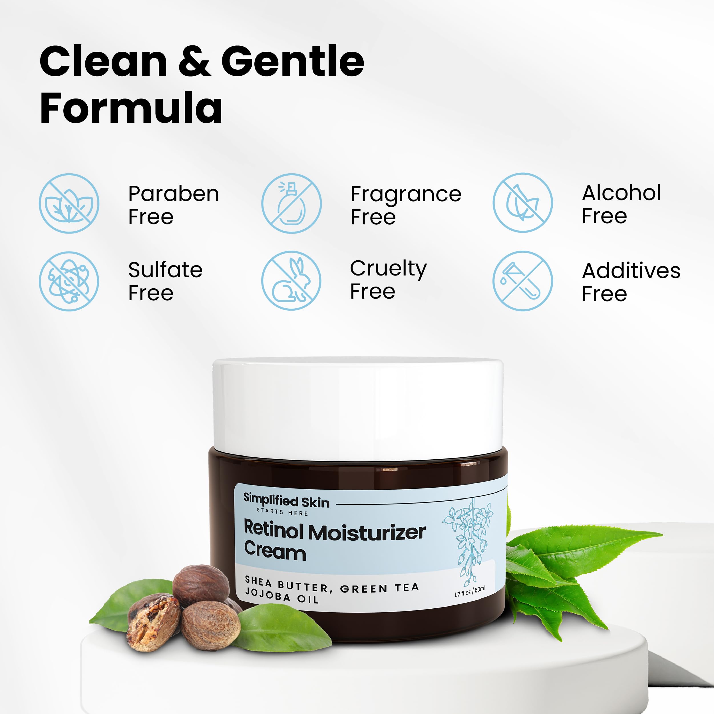 Simplified Skin Retinol Cream for Face (3-Pack) – 2.5% Retinol, Hyaluronic Acid, Anti-Aging Moisturizer (1.7 oz each)