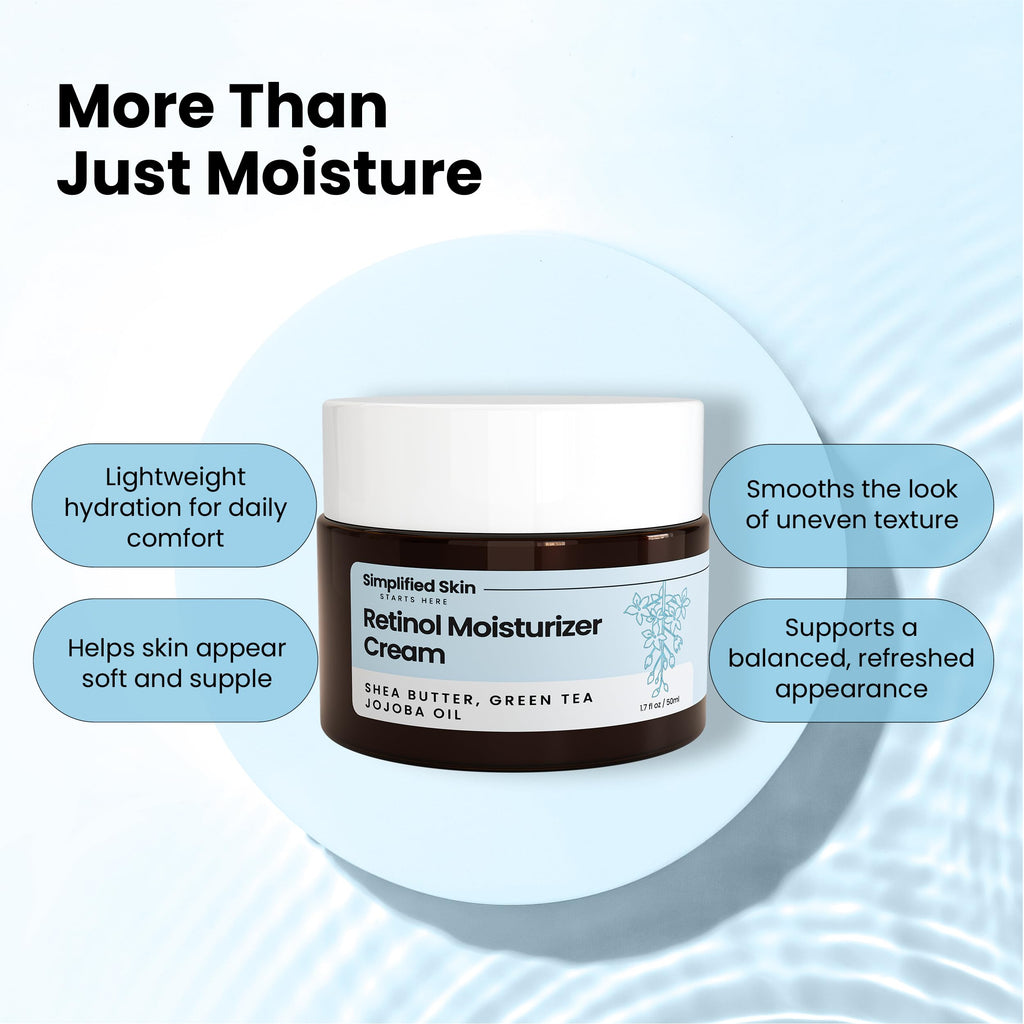 Simplified Skin Retinol Cream for Face (3-Pack) – 2.5% Retinol, Hyaluronic Acid, Anti-Aging Moisturizer (1.7 oz each)