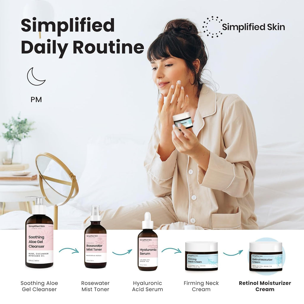 Simplified Skin Retinol Cream for Face (3-Pack) – 2.5% Retinol, Hyaluronic Acid, Anti-Aging Moisturizer (1.7 oz each)