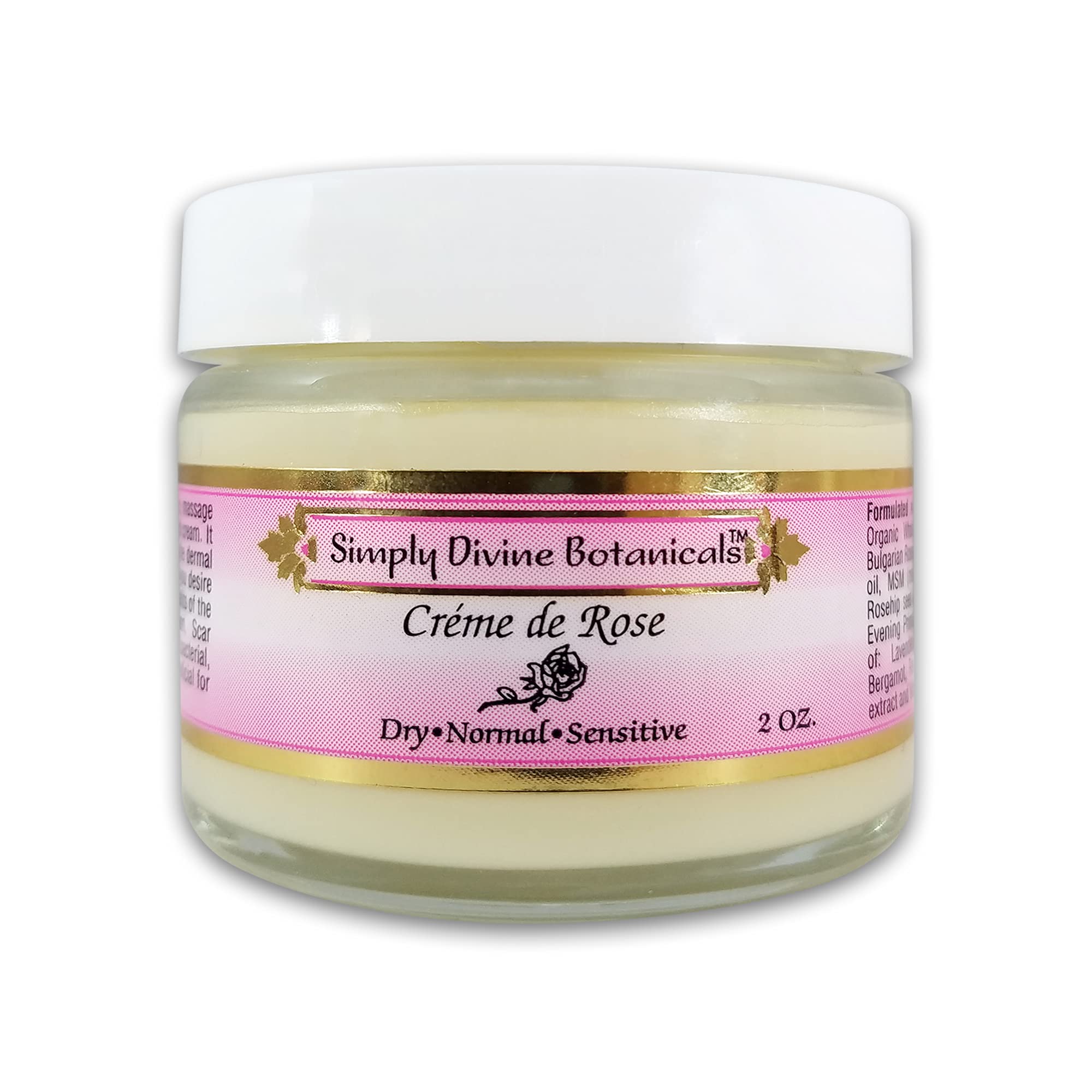 Simply Divine Botanicals Creme de Rose Heavenly Facial Moisturizer - Natural & Organic Face Cream (2 oz)