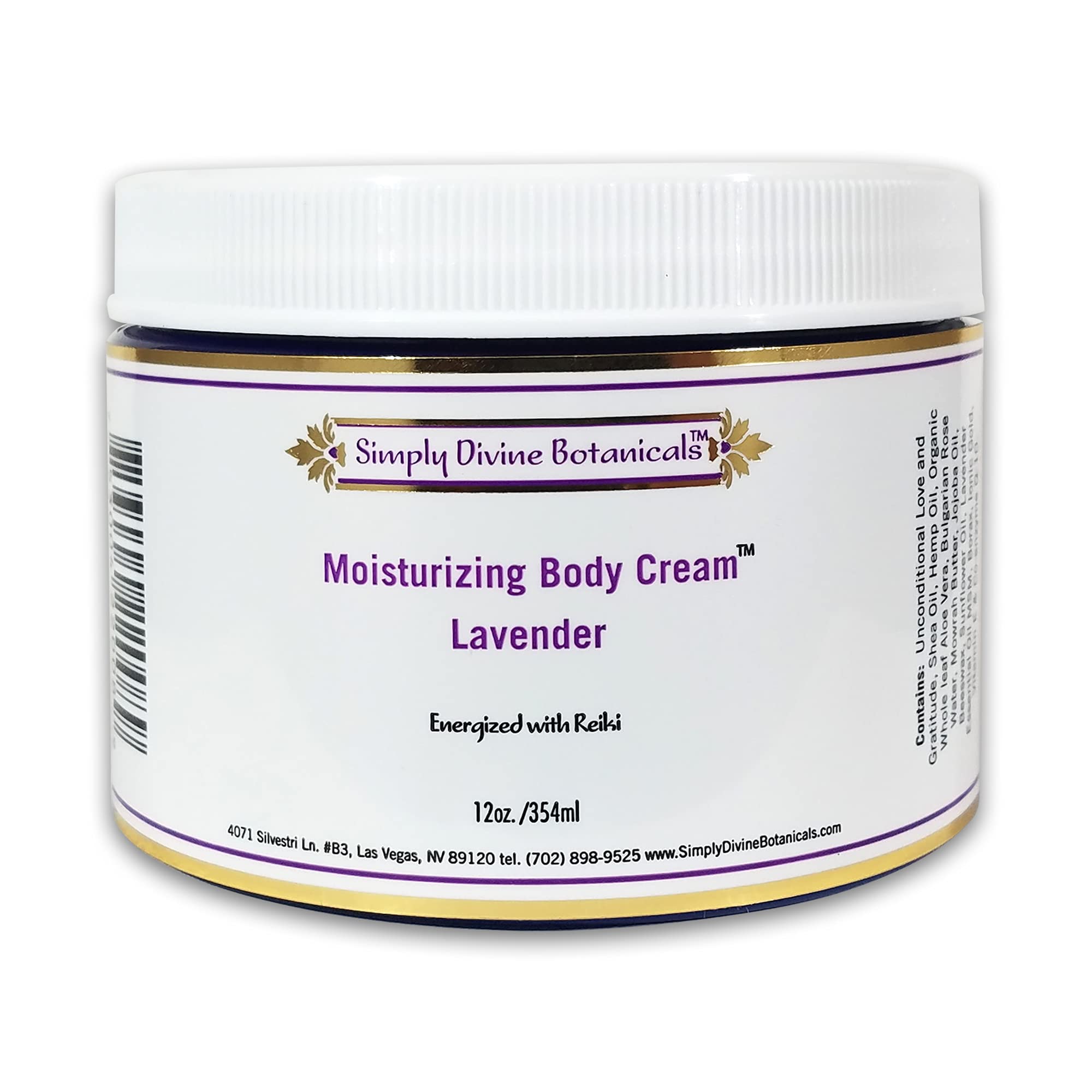 Simply Divine Botanicals Moisturizing Body Cream – Lavender, 12 oz | Organic Shea & Hemp