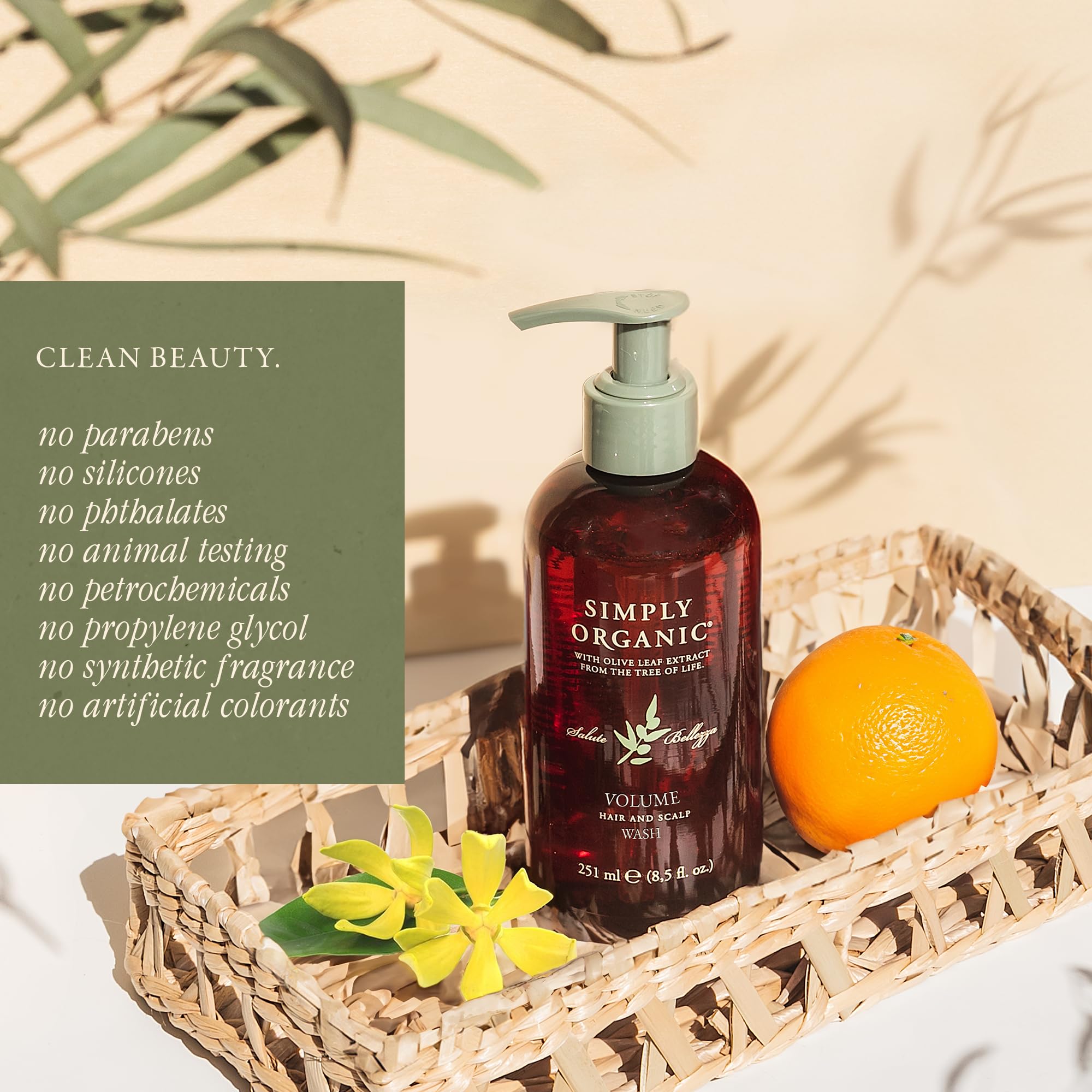 SIMPLY ORGANIC Volume Hair & Scalp Wash – All-Natural, Made in Italy, Cruelty-Free (251ml)