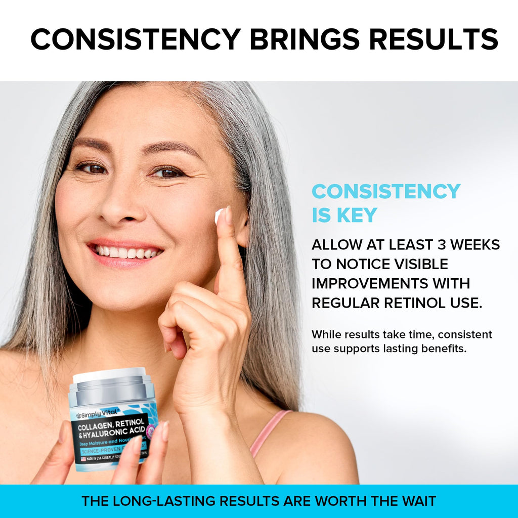 SimplyVital Anti-Aging Face Moisturizer with Retinol, Collagen & Hyaluronic Acid – Made in USA | 1.7 fl oz