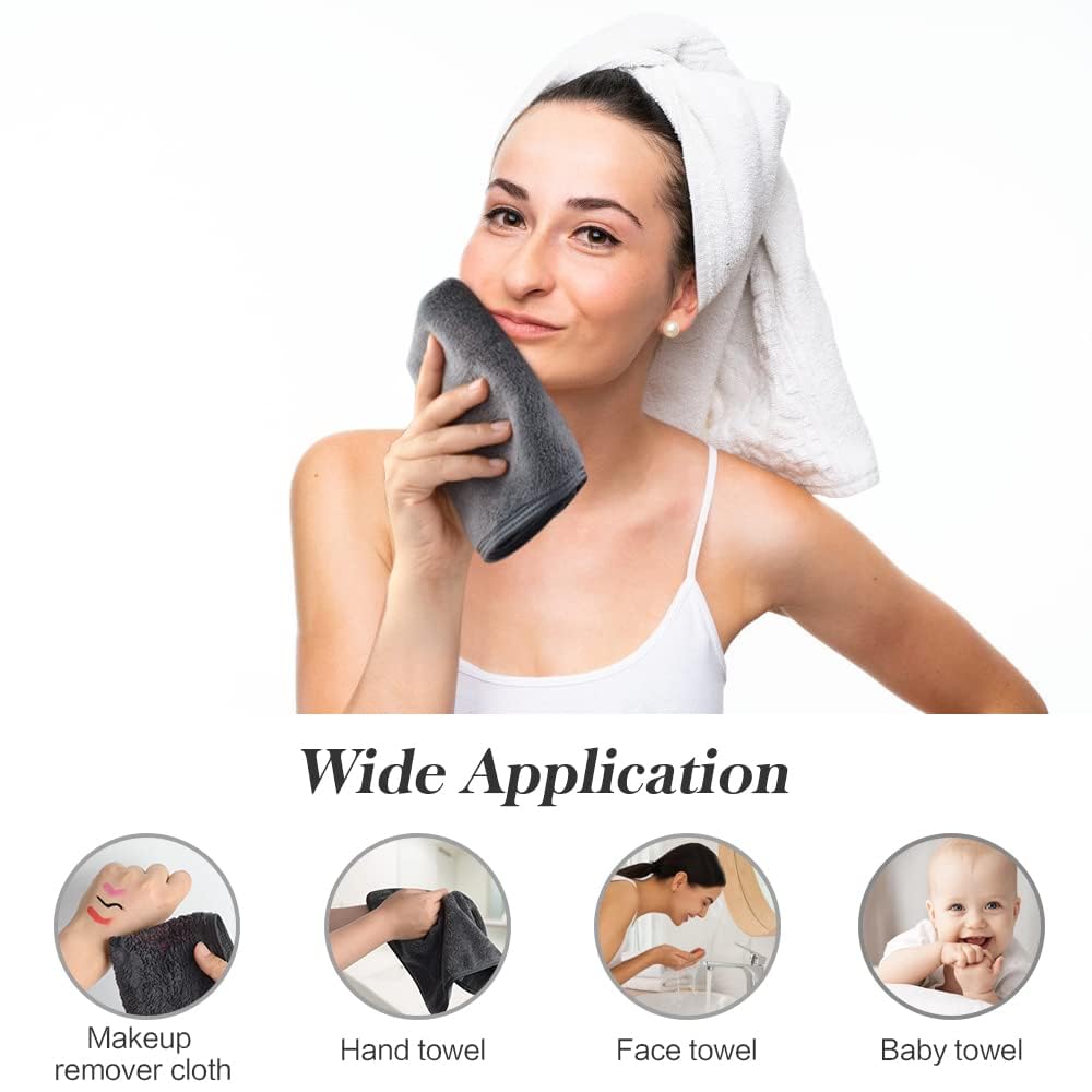 SINLAND Absorbent Coral Velvet Washcloths – Ultra-Soft Microfiber Face Towels, 12x12 in, 7-Pack