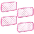 Sinzip 4-Piece Mini Zipper Nylon Mesh Pouches | Heart Print Pink | Travel & Office Organizer Bags