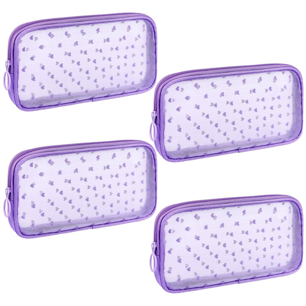 Sinzip 4-Piece Mesh Zipper Pouch Set | See-Through Nylon Travel & Makeup Bags