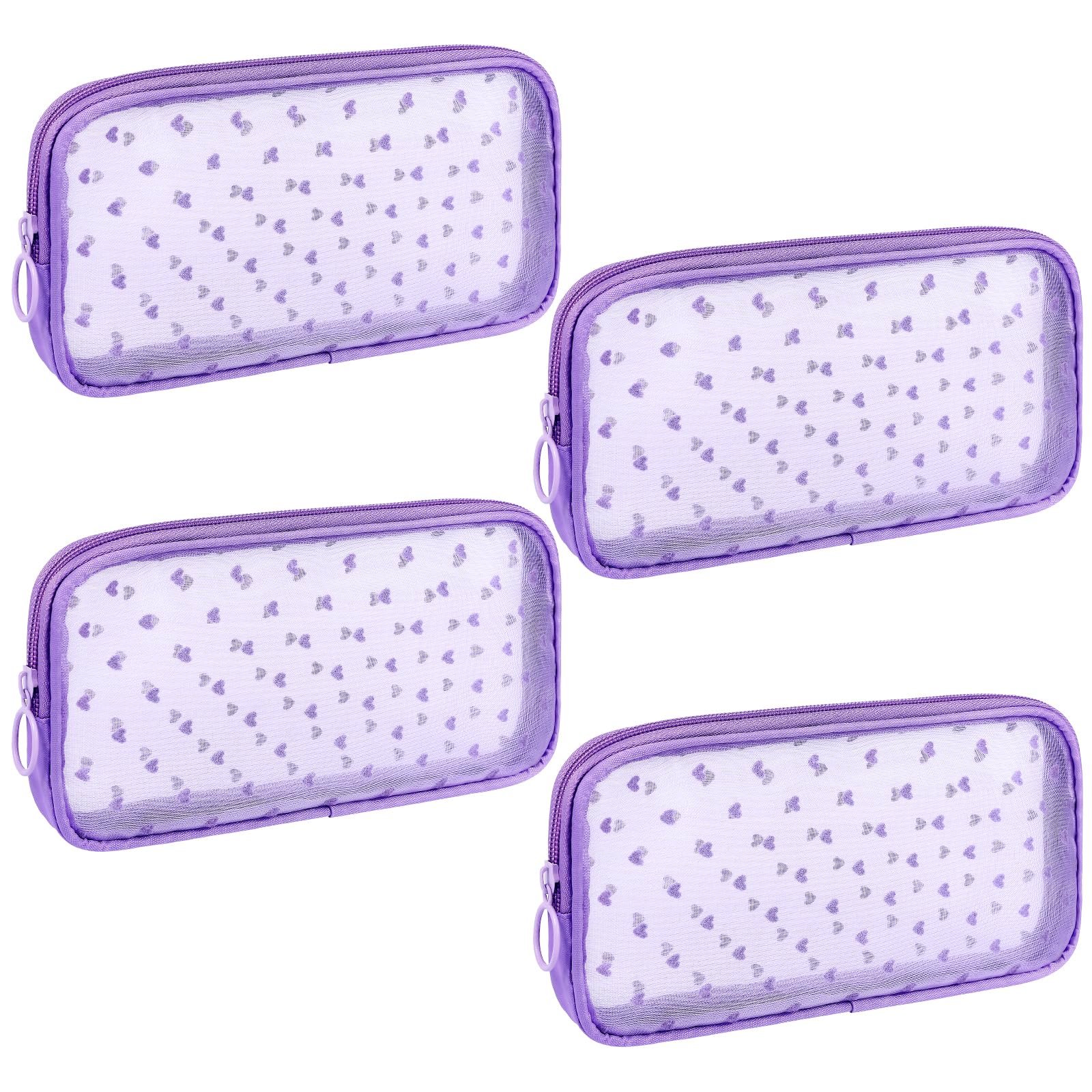 Sinzip 4-Piece Mesh Zipper Pouch Set | See-Through Nylon Travel & Makeup Bags