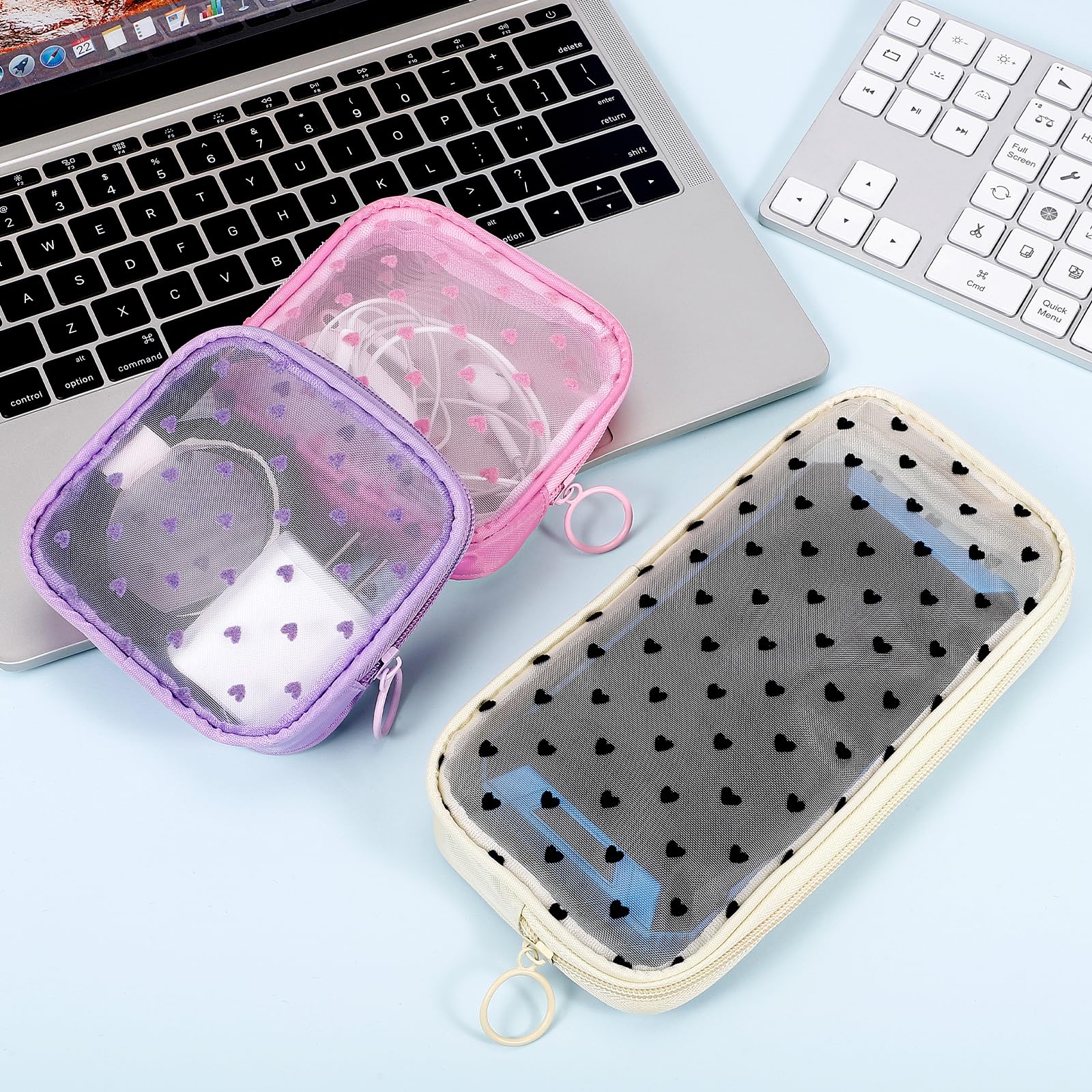 Sinzip 4-Piece Mesh Zipper Pouch Set | See-Through Nylon Travel & Makeup Bags