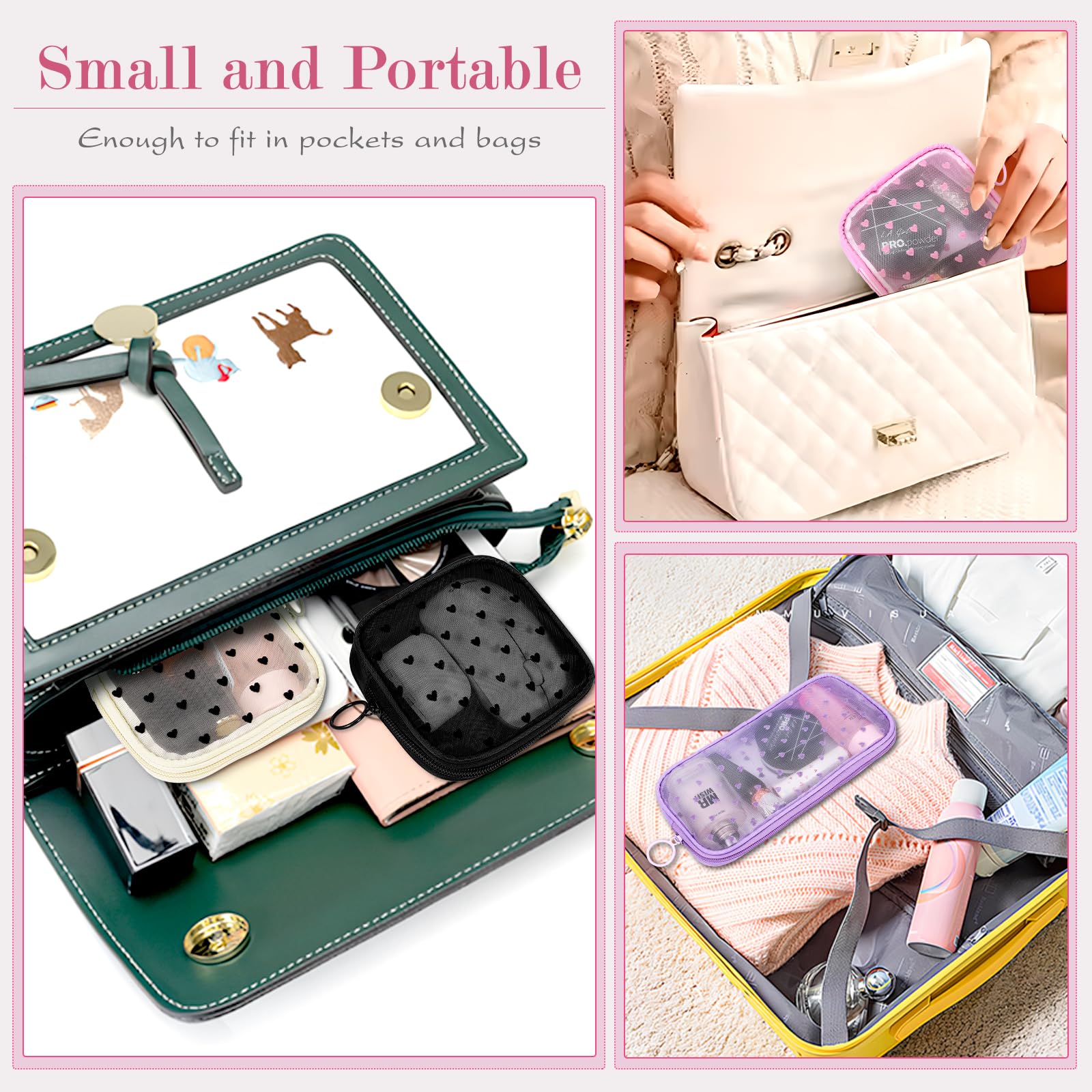 Sinzip 4-Piece Mesh Zipper Pouch Set | See-Through Nylon Travel & Makeup Bags