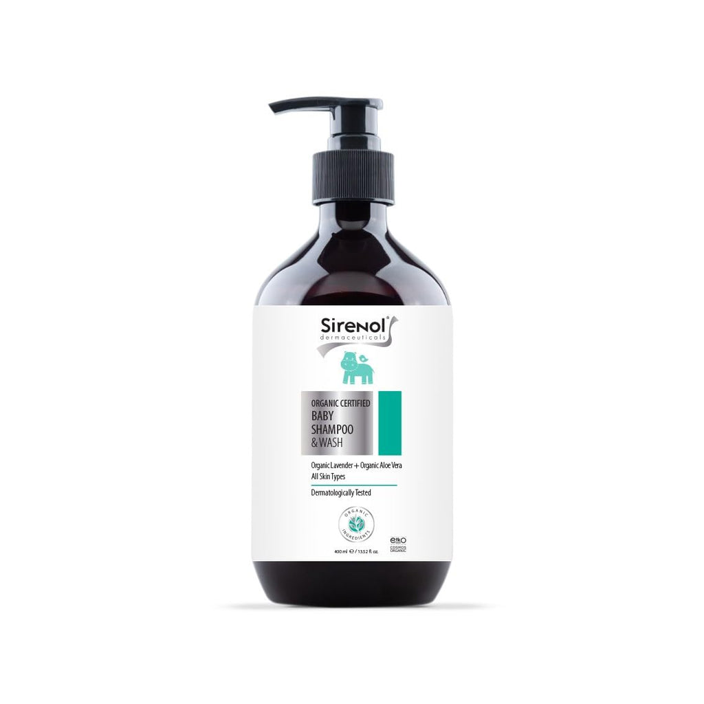 Sirenol Organic Baby Shampoo & Body Wash – Cosmos Certified, Tear-Free & Dermatologist-Tested (13.5oz)