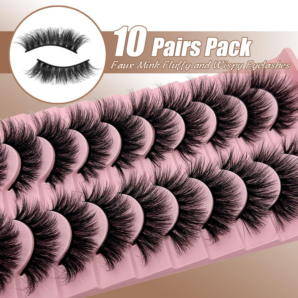 SISIYDY Wispy Lashes 18mm 3D Faux Mink Cat Eye Lashes Pack 10 Pairs YH012
