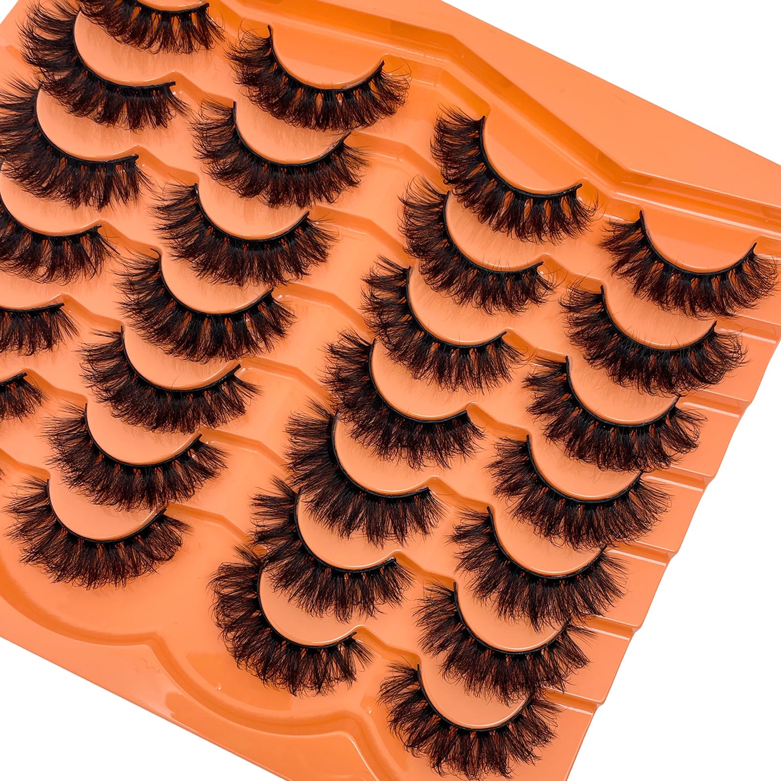 SISIYDY Fluffy Mink Lashes Wispy 3D - 18mm D-Curl Cat-Eye, 14 Pairs YH207