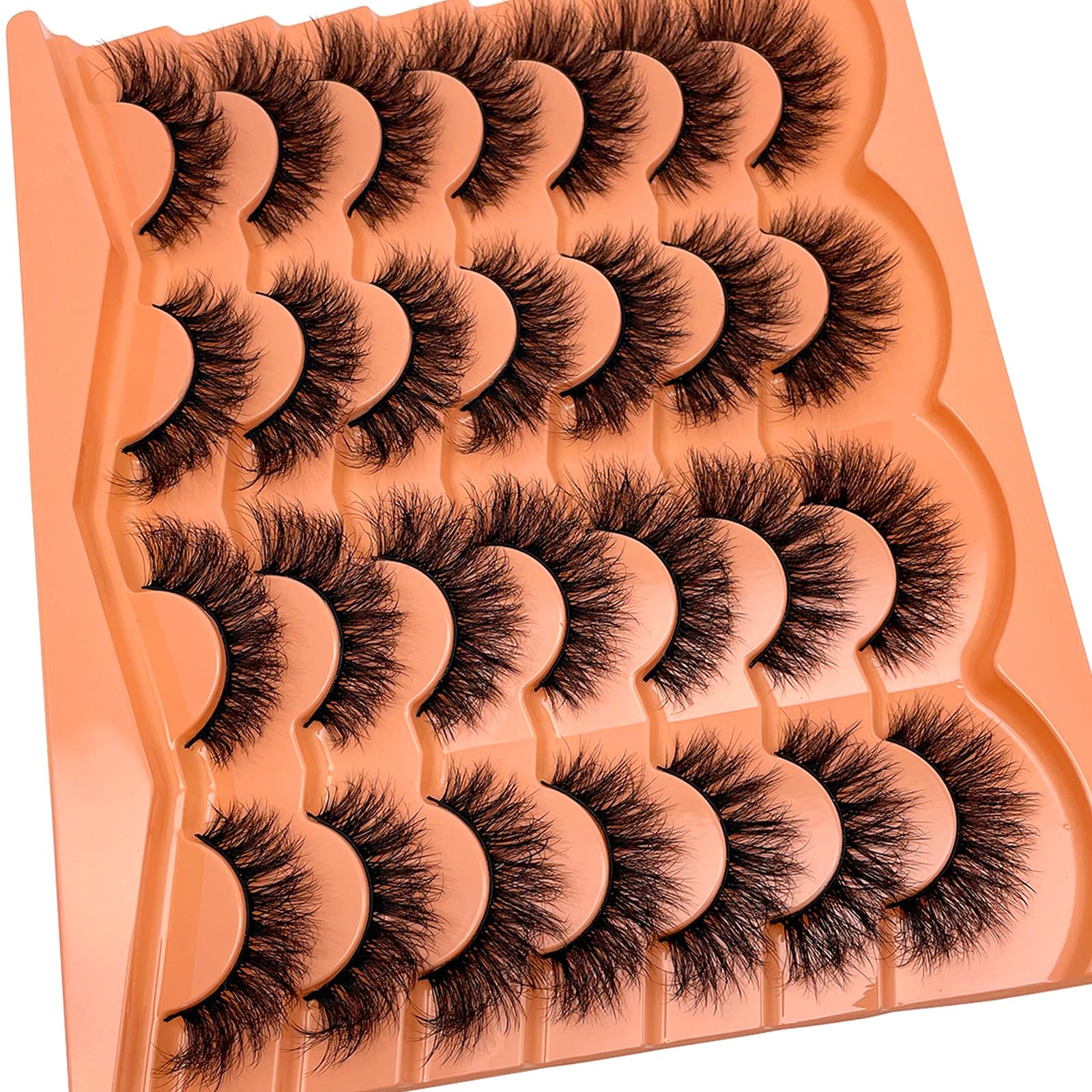 SISIYDY Mink Lashes Wispy Short Cat Eye – 14 Pairs, 16mm D Curl, 3D Faux Mink