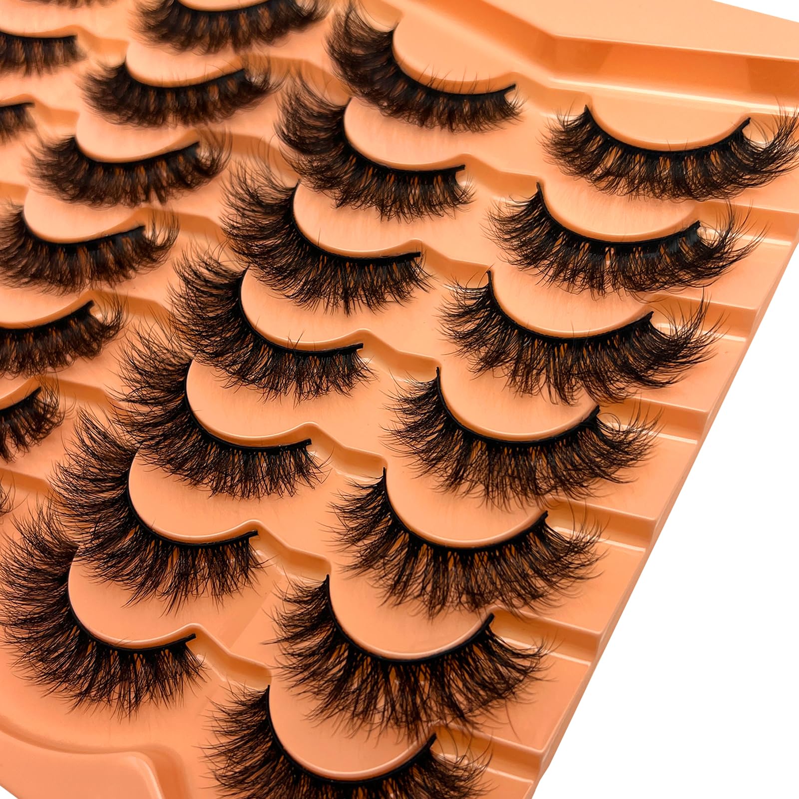 SISIYDY Mink Lashes Wispy Short Cat Eye – 14 Pairs, 16mm D Curl, 3D Faux Mink