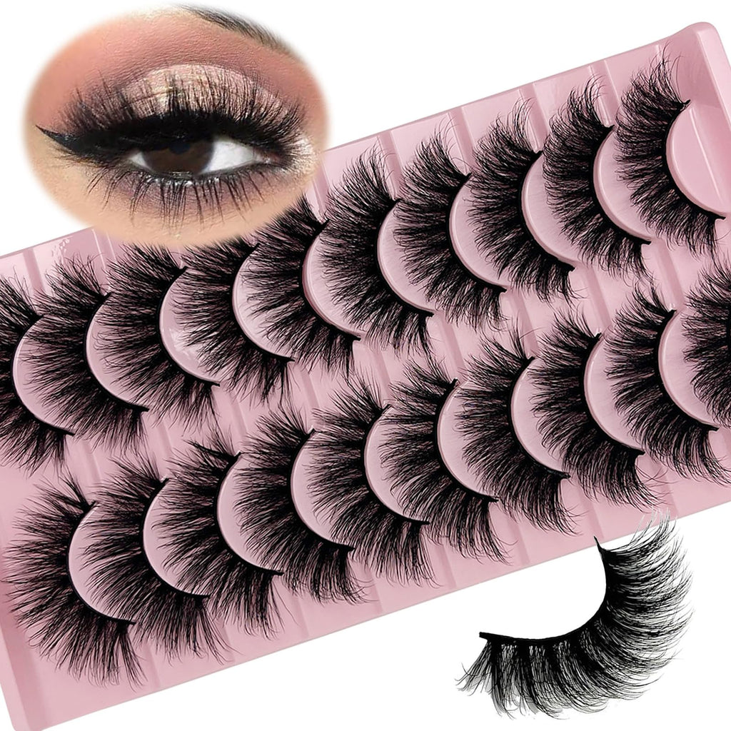 SISIYDY Wispy Lashes 18mm 3D Faux Mink Cat Eye Lashes Pack 10 Pairs YH012