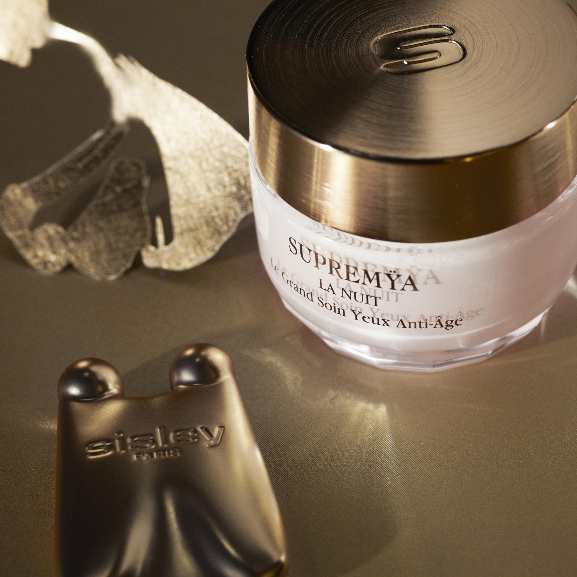 Sisley Paris Supremya at Night Eye Cream 15mL - Reduces Fine Lines, Dark Circles & Puffiness + Massage Accessory