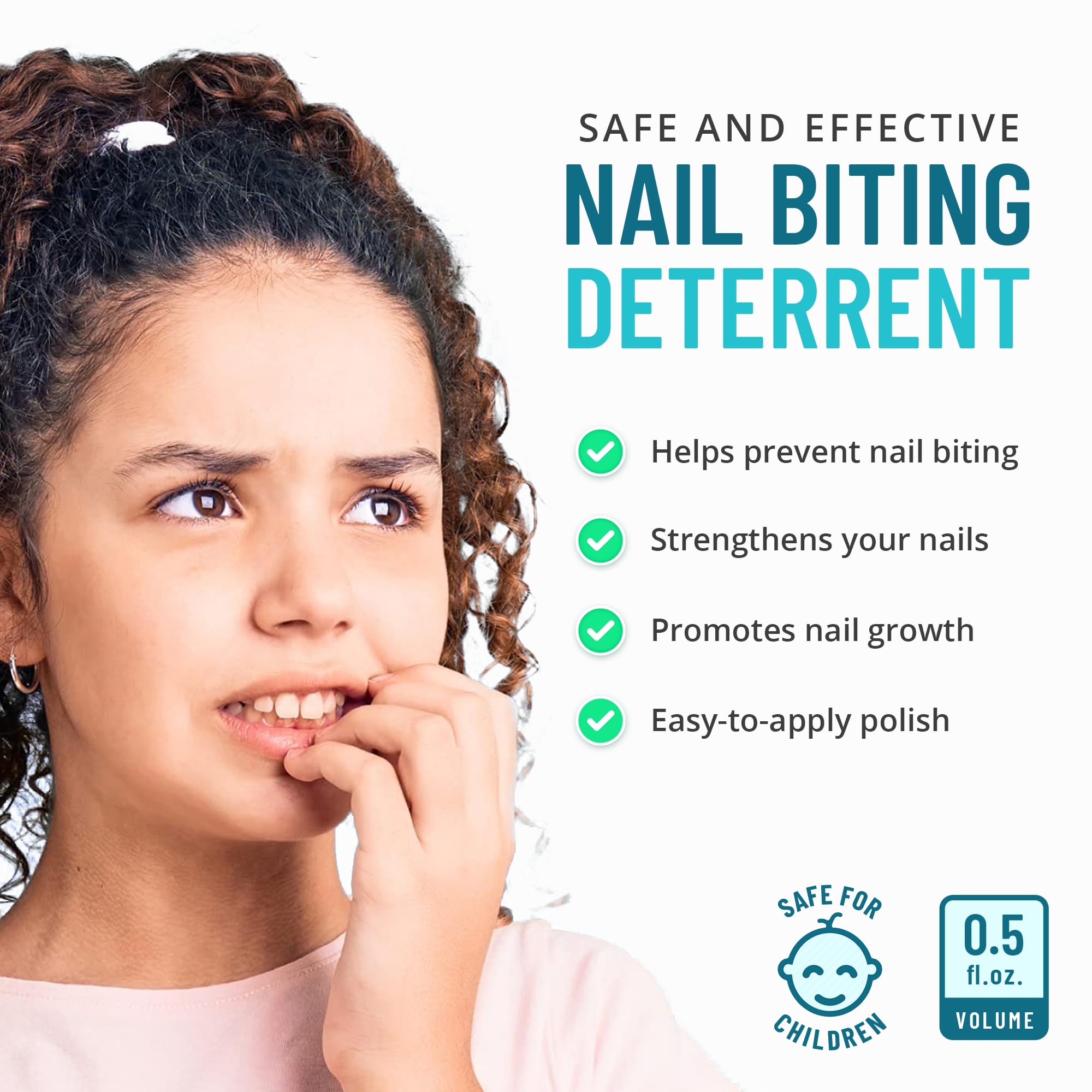 Stop Nail Biting Polish for Kids — Clear Bitter Deterrent, Easy Application (SISQUOC HEALTHCARE, 0.5 fl oz)