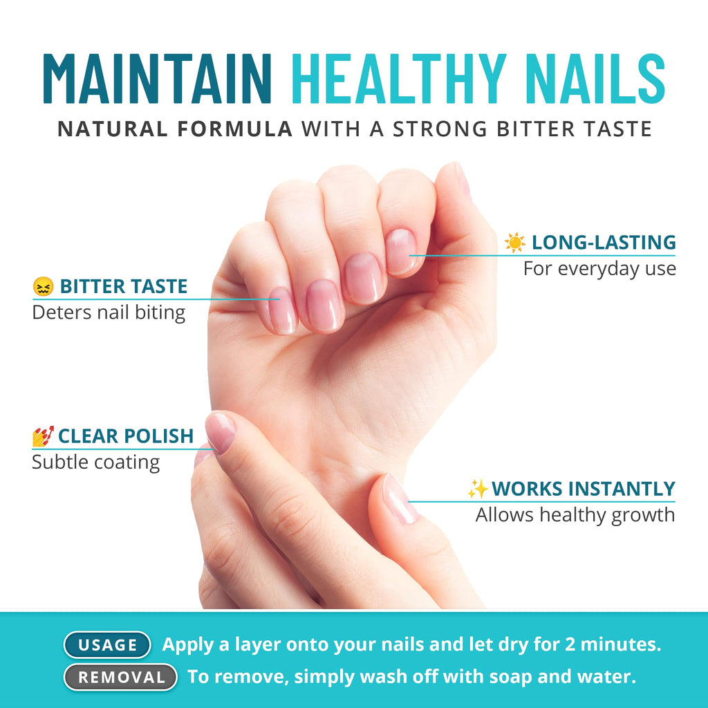 Stop Nail Biting Polish for Kids — Clear Bitter Deterrent, Easy Application (SISQUOC HEALTHCARE, 0.5 fl oz)