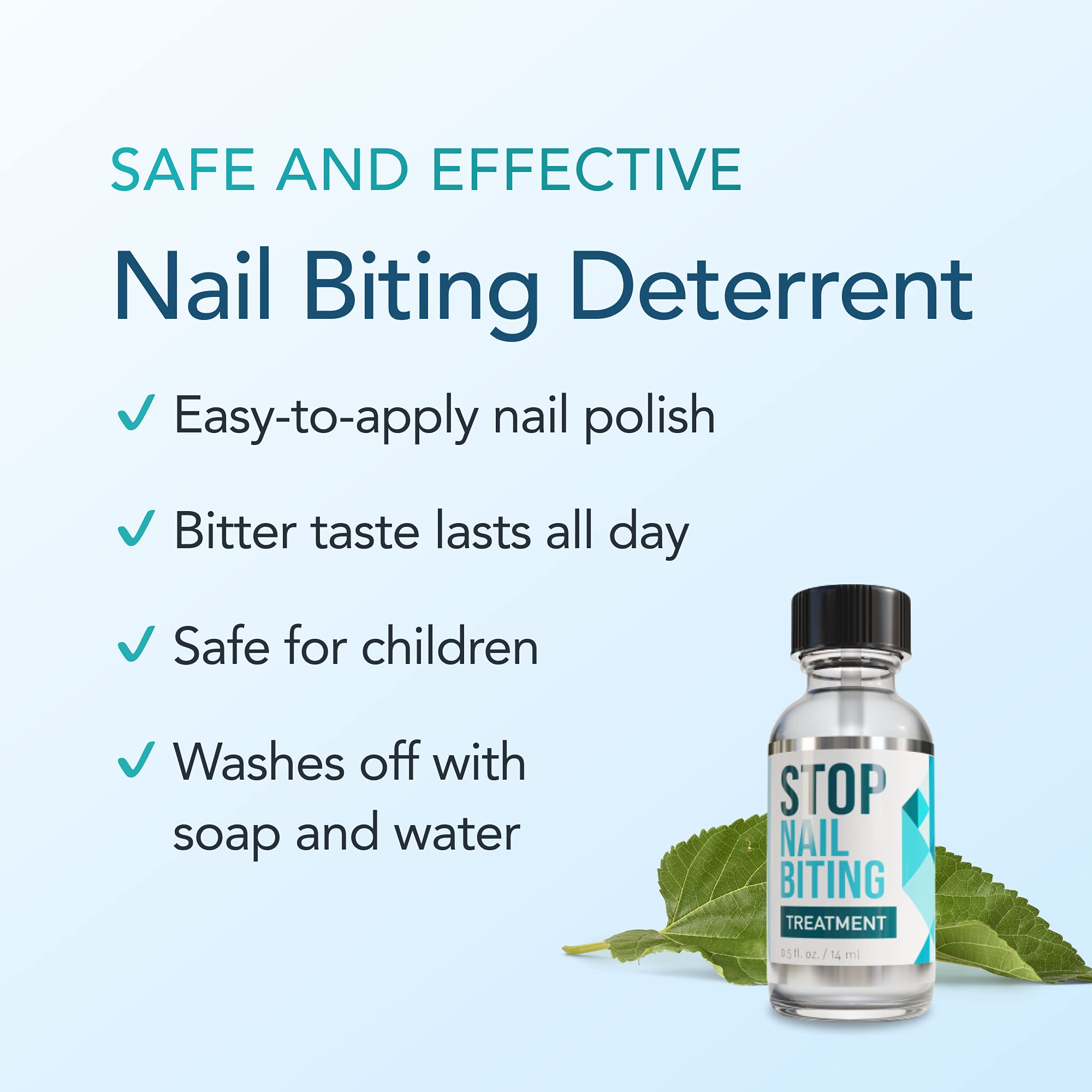 Stop Nail Biting Polish for Kids — Clear Bitter Deterrent, Easy Application (SISQUOC HEALTHCARE, 0.5 fl oz)