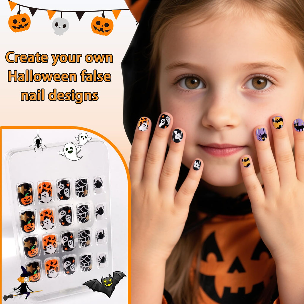 SIUSIO 6 Pack Kids Press-On Nails – Pre-glue Rainbow Gradient Full Cover Nails