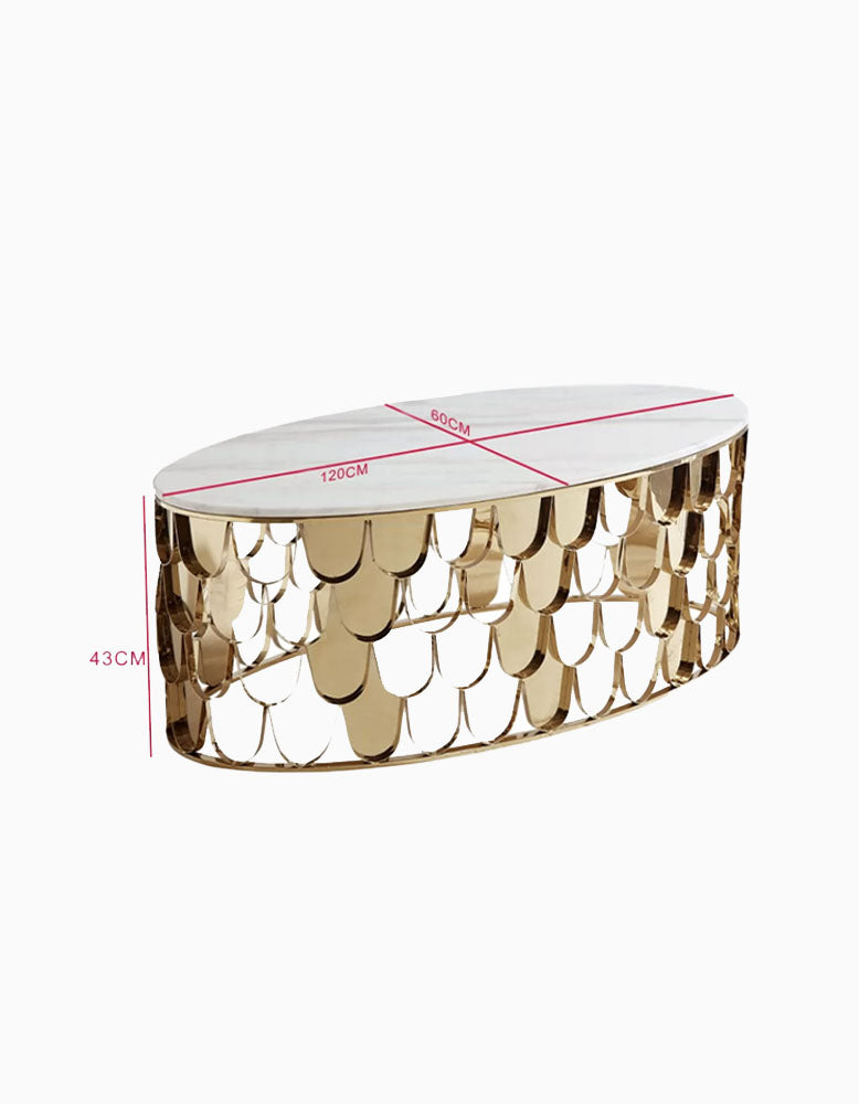 Gold Nesting Coffee Table, Marble