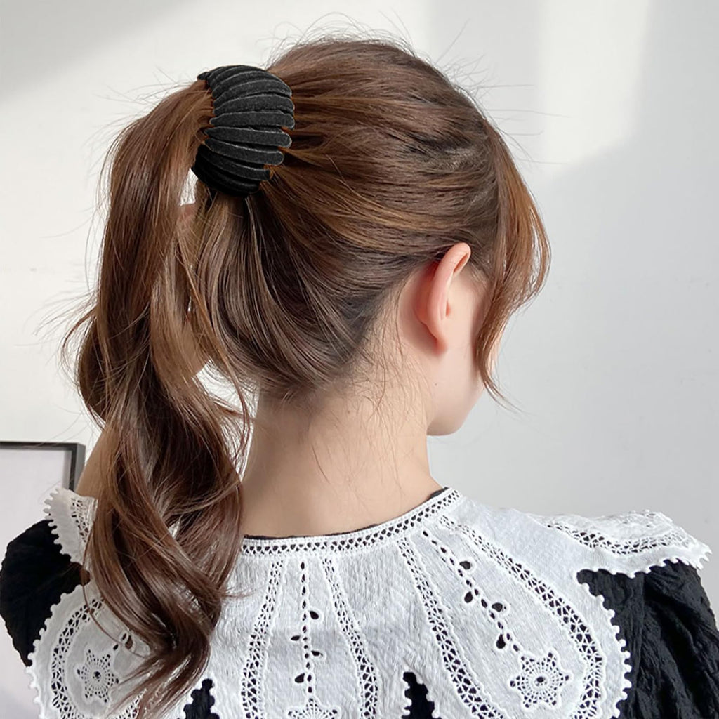 Sizobi Bird Nest Magic Hair Clip Set – 7pc Velvet Black Hair Bun Clips