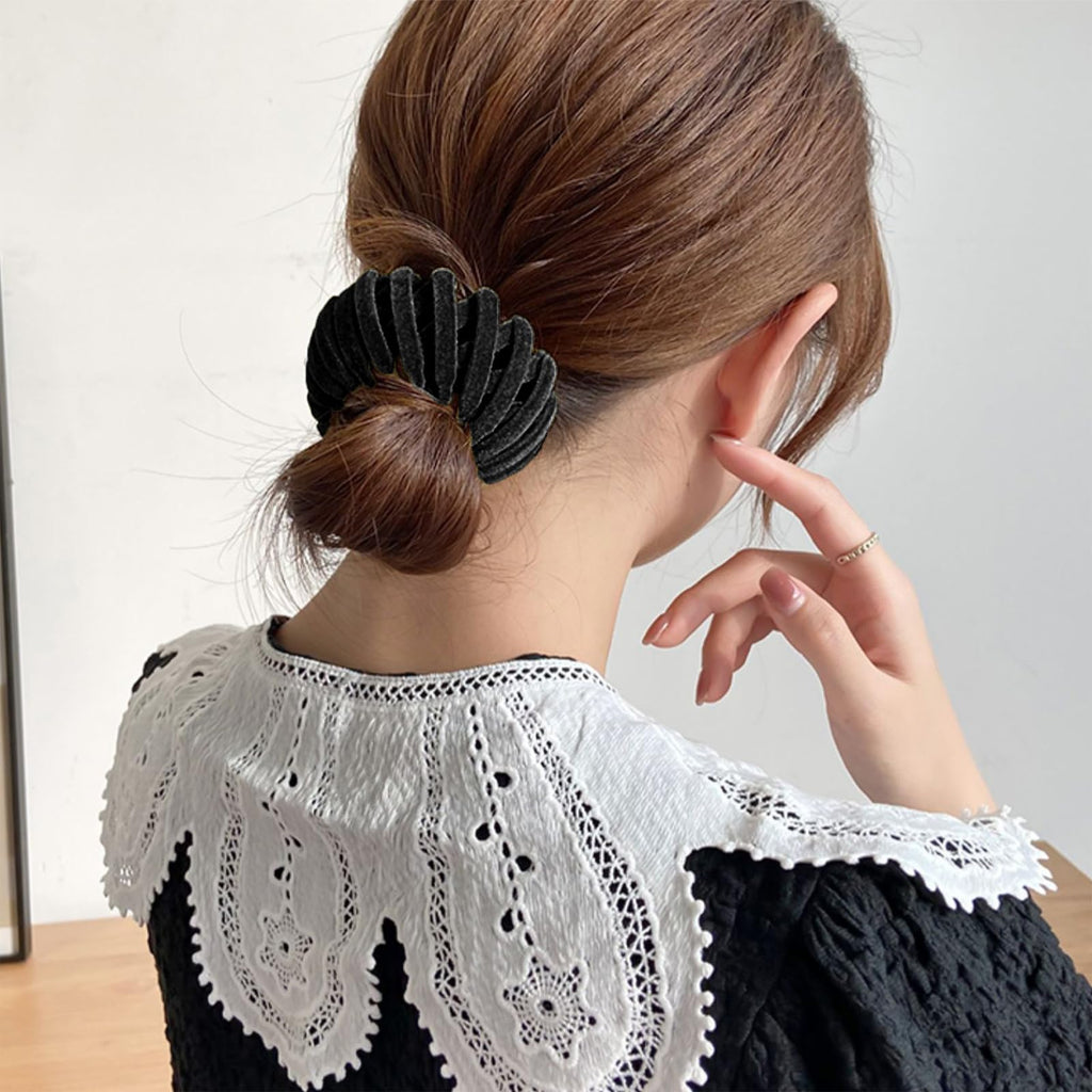 Sizobi Bird Nest Magic Hair Clip Set – 7pc Velvet Black Hair Bun Clips