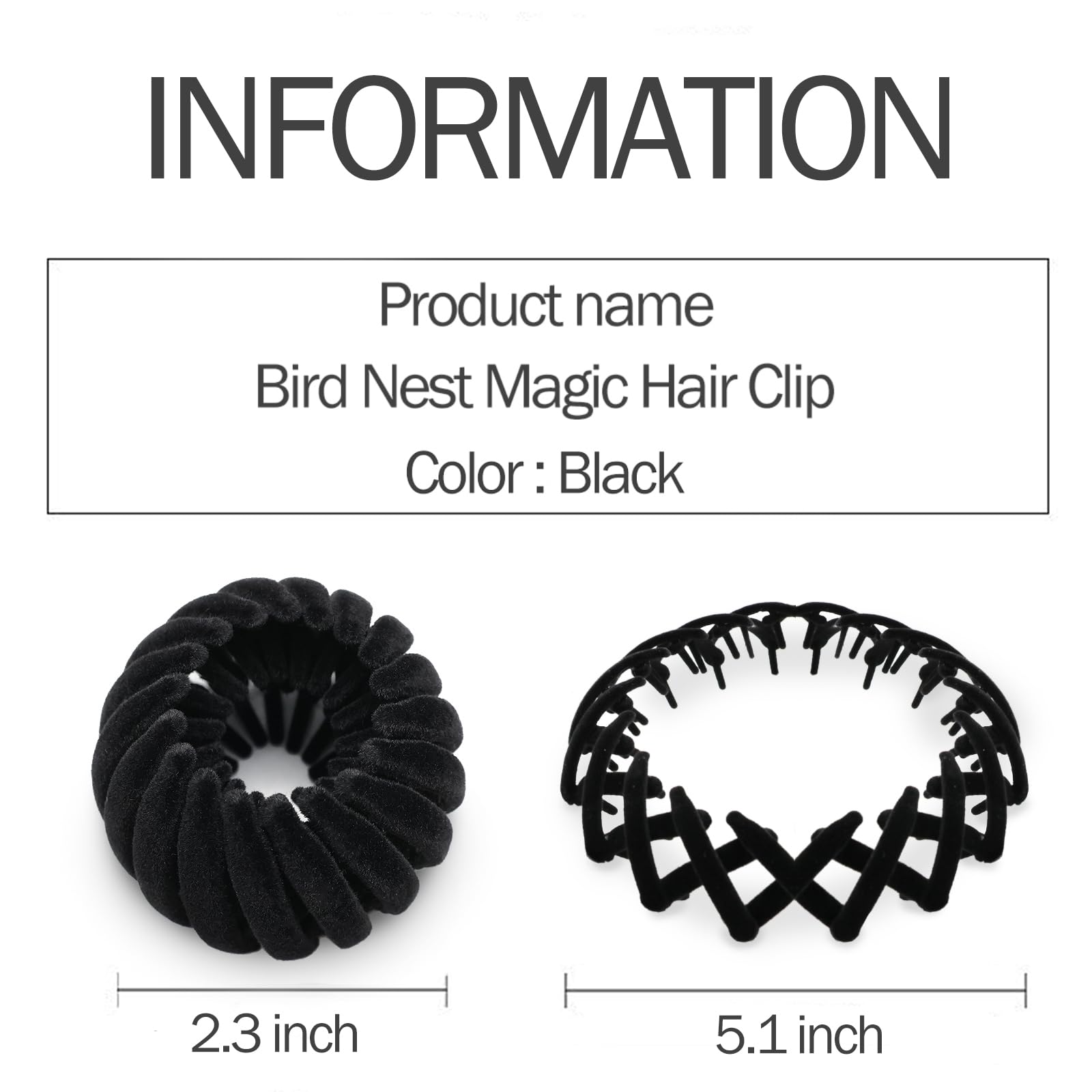Sizobi Bird Nest Magic Hair Clip Set – 7pc Velvet Black Hair Bun Clips