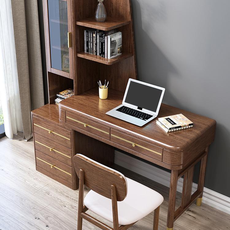 SK21 Office Desk With Side Storage, Rosewood & Gold