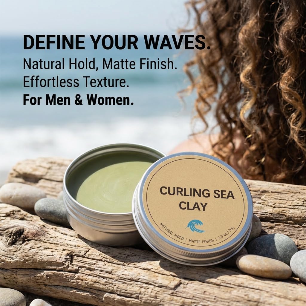 Skaal Curling Sea Clay – High Hold, Low Shine Styling Clay for All Hair Types (2 oz)