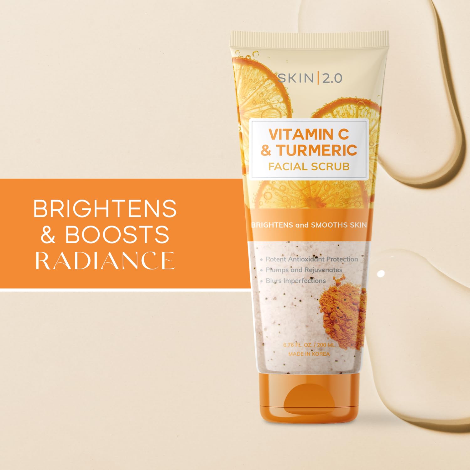 Skin 2.0 Vitamin C & Turmeric Face Scrub – Brightening, Hydrating Exfoliator for All Skin Types