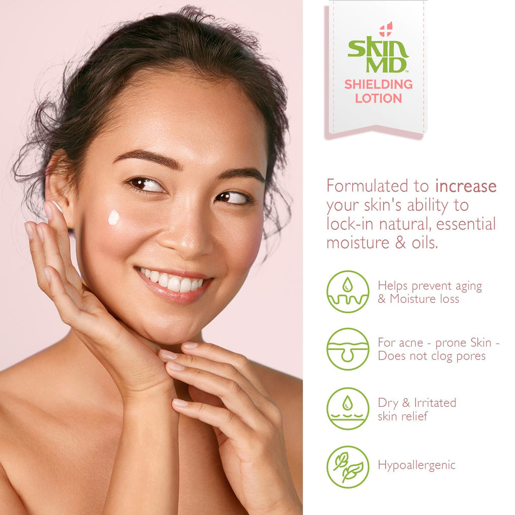 Skin MD Shielding Lotion – Fragrance-Free, Hypoallergenic Moisturizer for Face, Body & Hands | 8oz