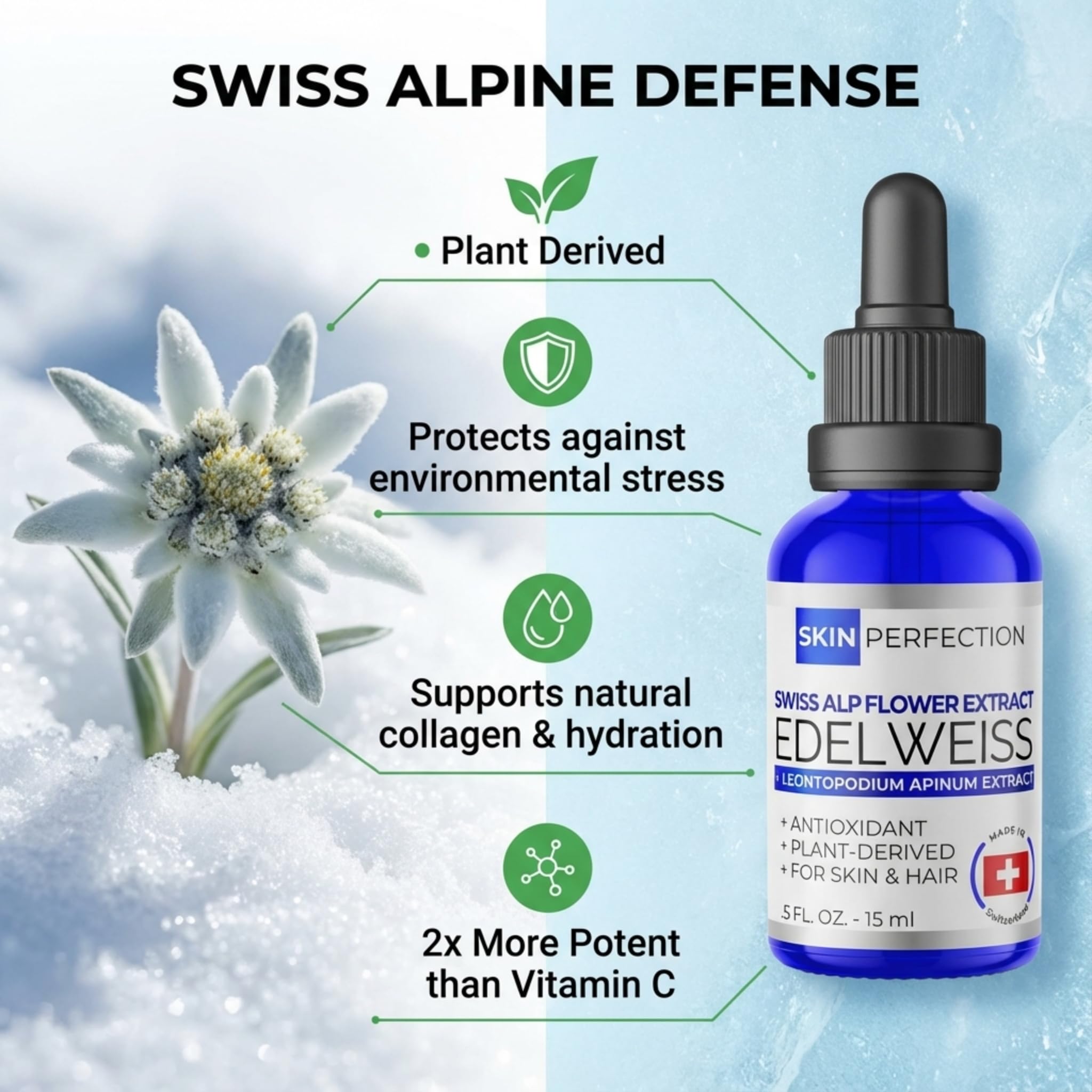 Skin Perfection Edelweiss Serum Booster – Natural Antioxidant Extract for DIY Skincare