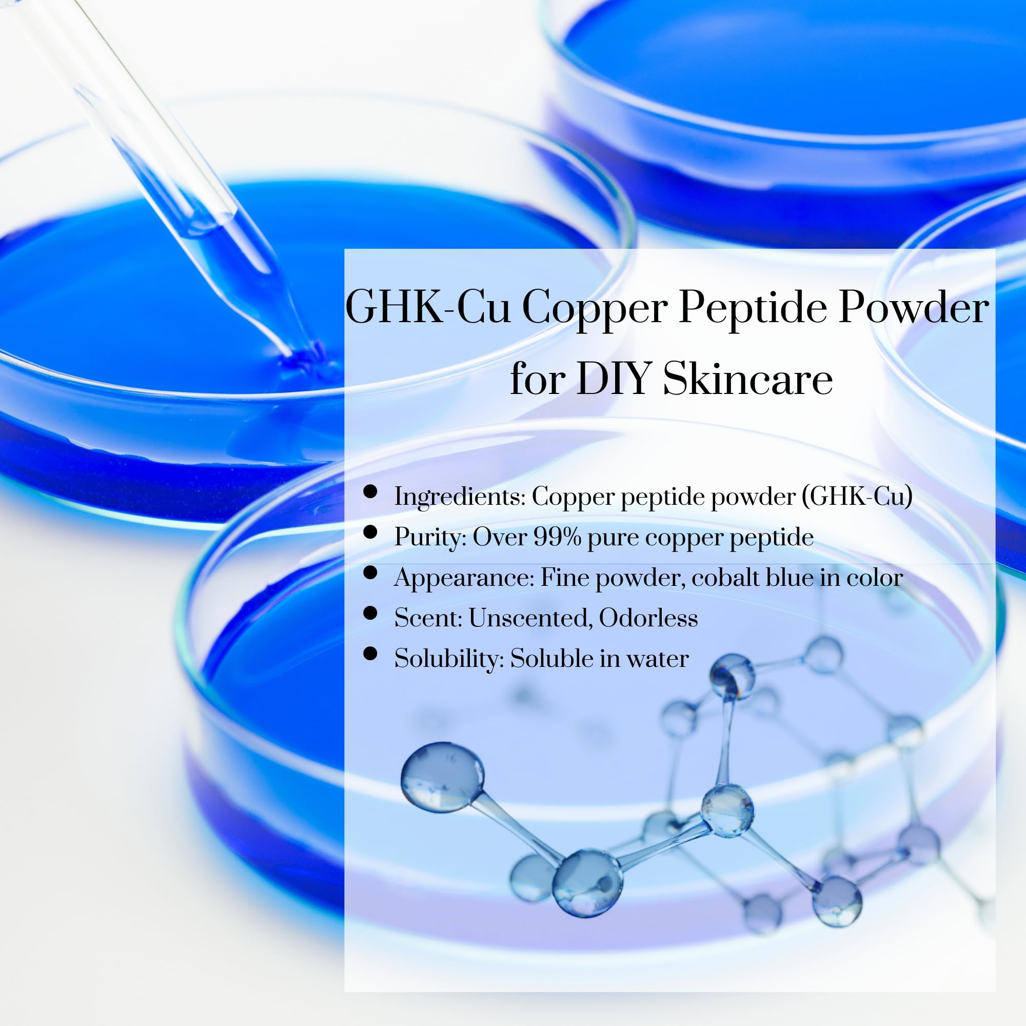 Skin Perfection GHK-Cu Copper Peptide Powder – DIY Serum Ingredient, 99.7%+ Pure for Skin & Hair